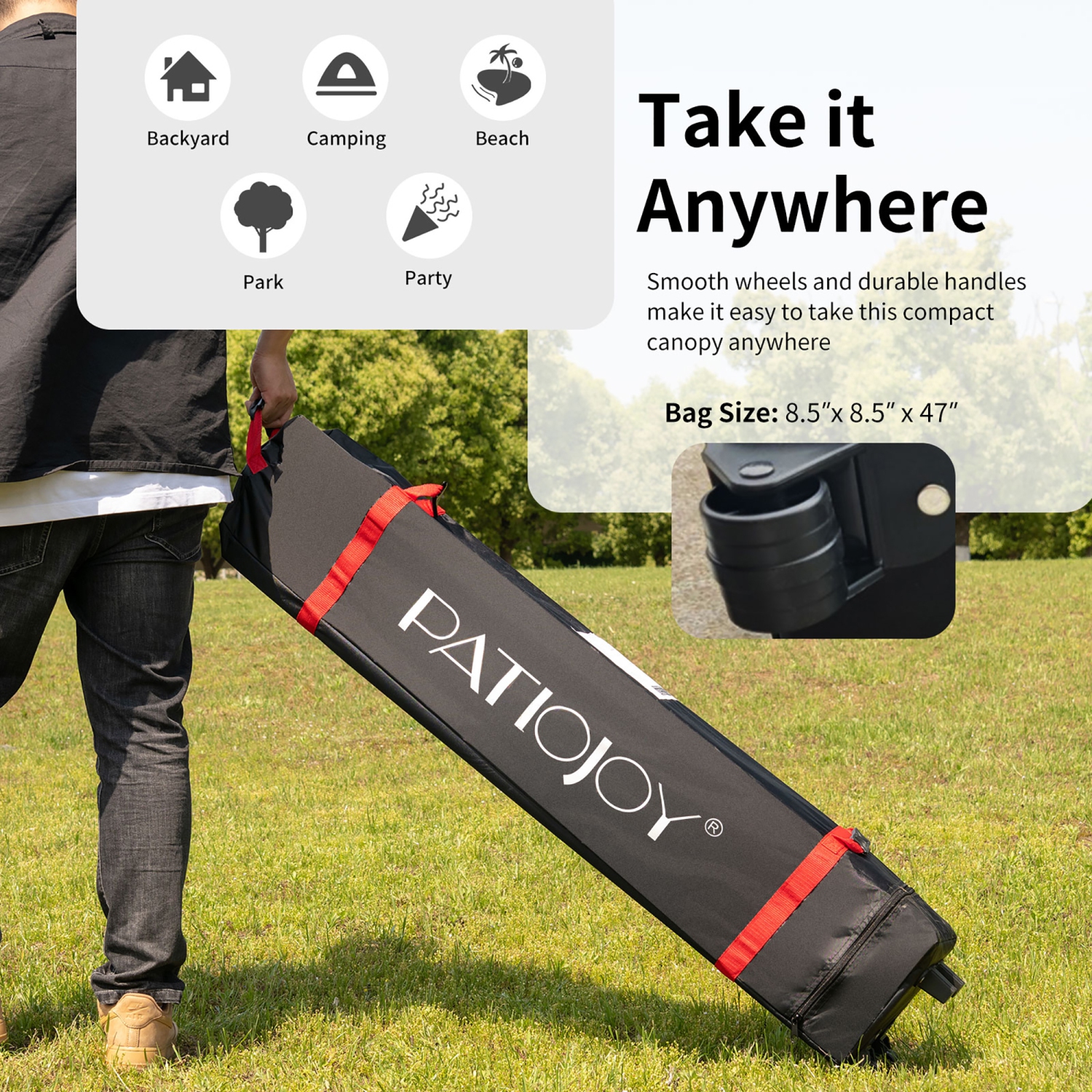 6x6 FT Pop Up Canopy Tent Camping Sun Shelter W/ Roller Bag