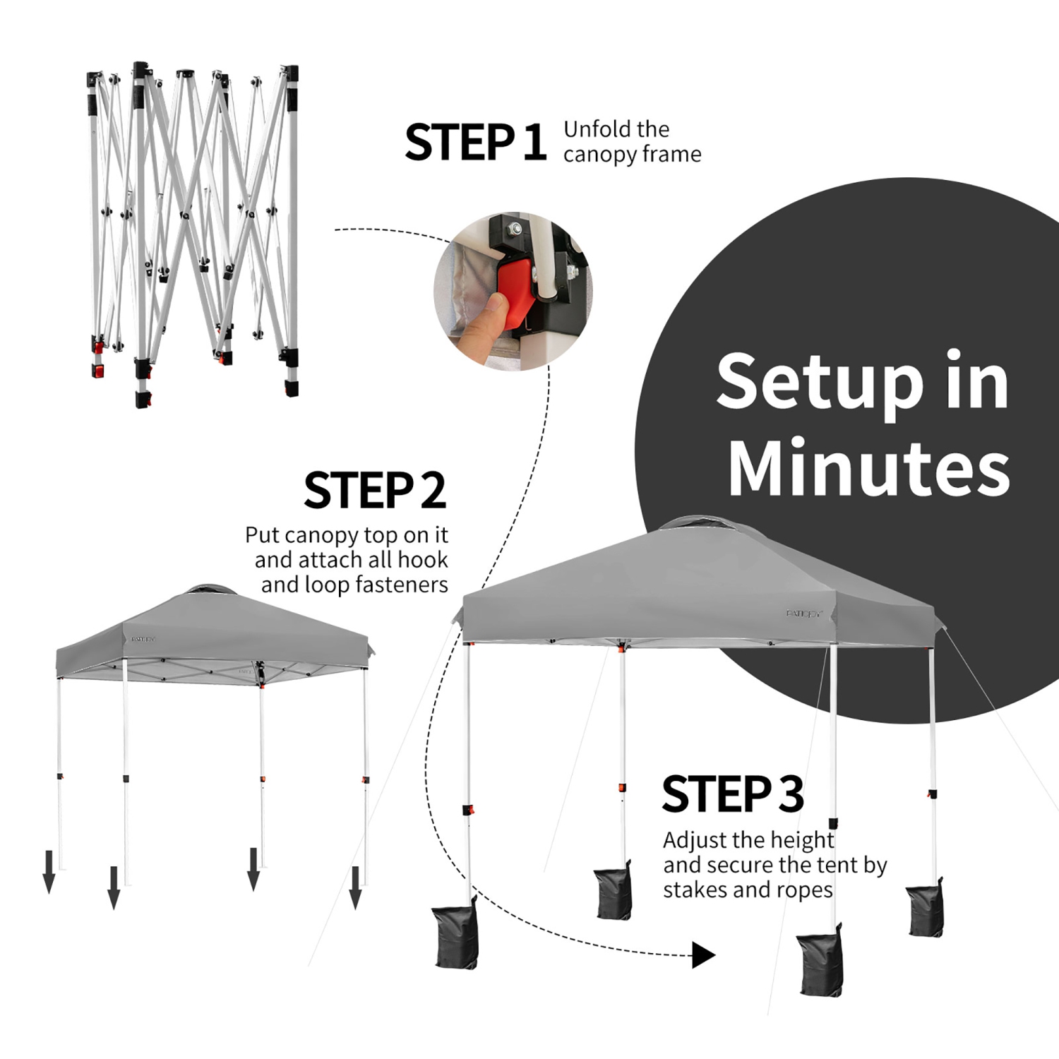 6x6 FT Pop Up Canopy Tent Camping Sun Shelter W/ Roller Bag