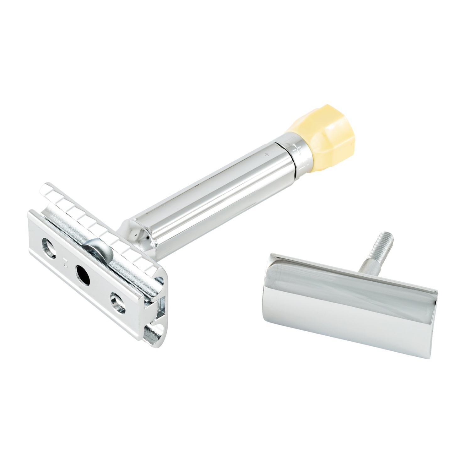 Rasoir de sécurité réglable à double tranchant Merkur, poignée courte, chrome