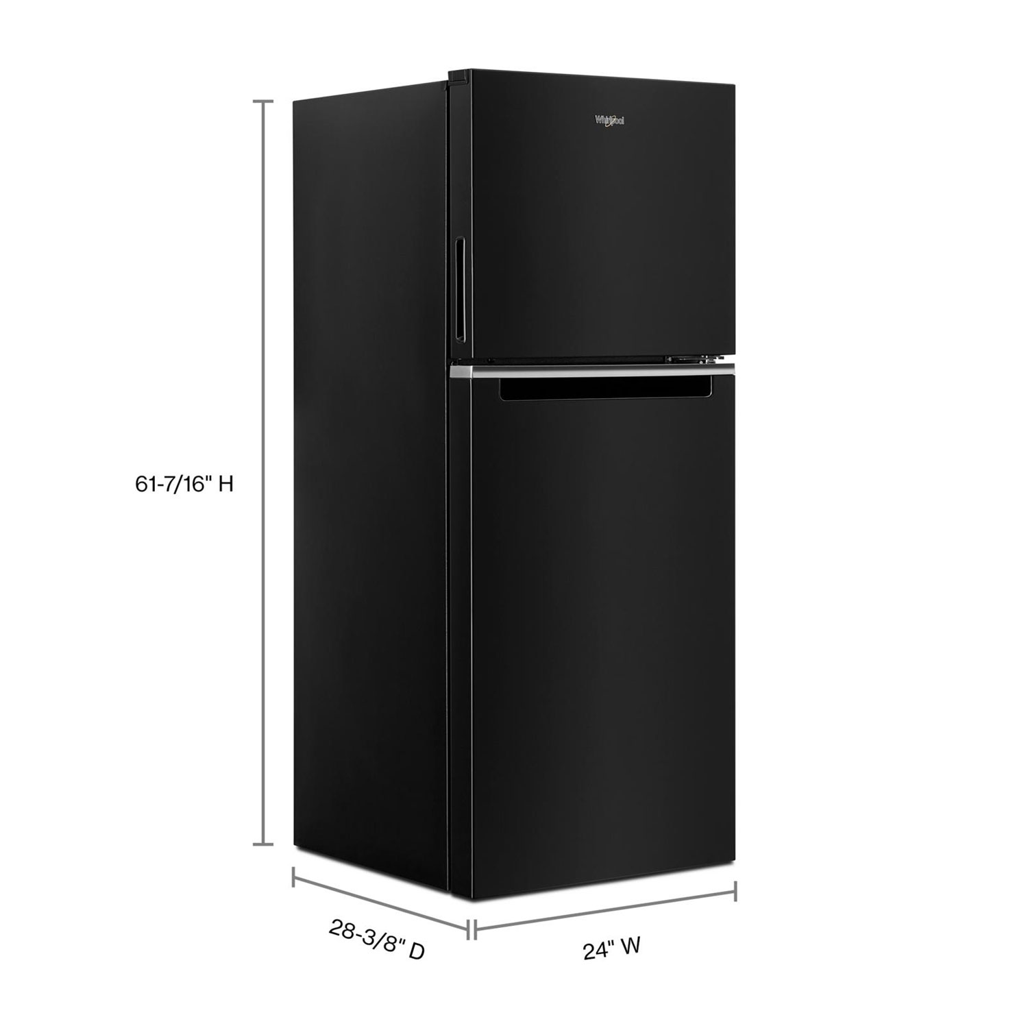 Réfrigérateur à congélateur supérieur 25 po 11,6 pi³ de Whirlpool - Noir