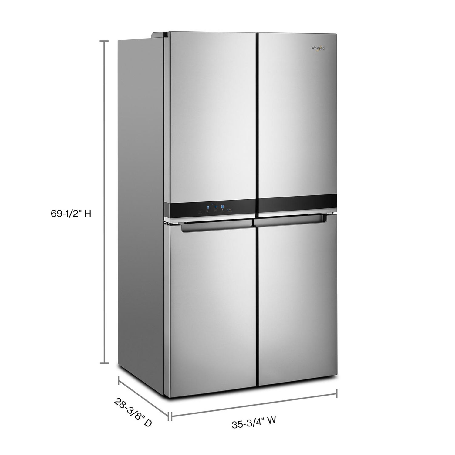 Whirlpool 36" 19.4 Cu. Ft. French Door Counter Depth Refrigerator with Ice Dispenser - Stainless Steel