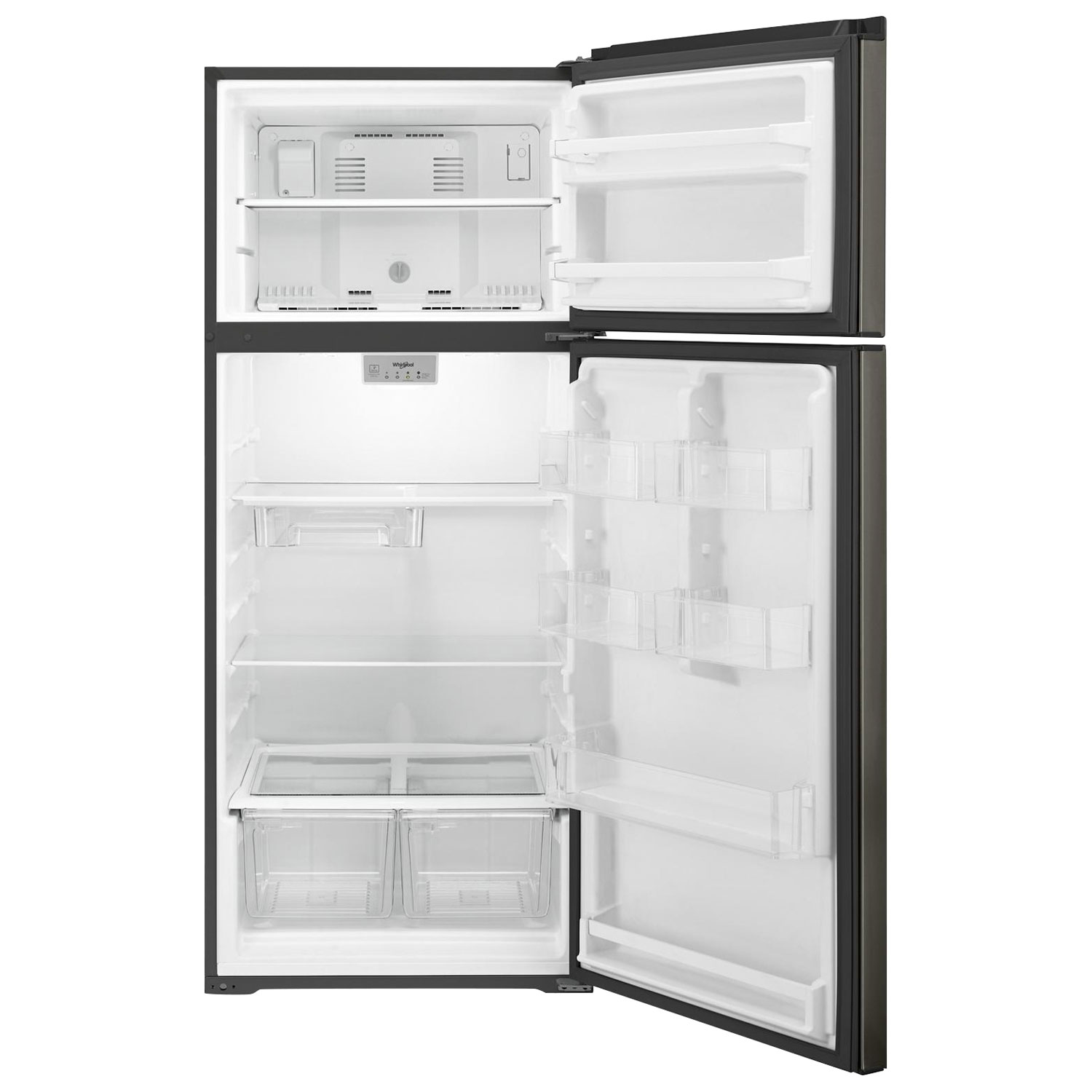 Réfrigérateur congélateur supérieur 17,6 pi³ 28 po Whirlpool éclairage DEL - Inox noir