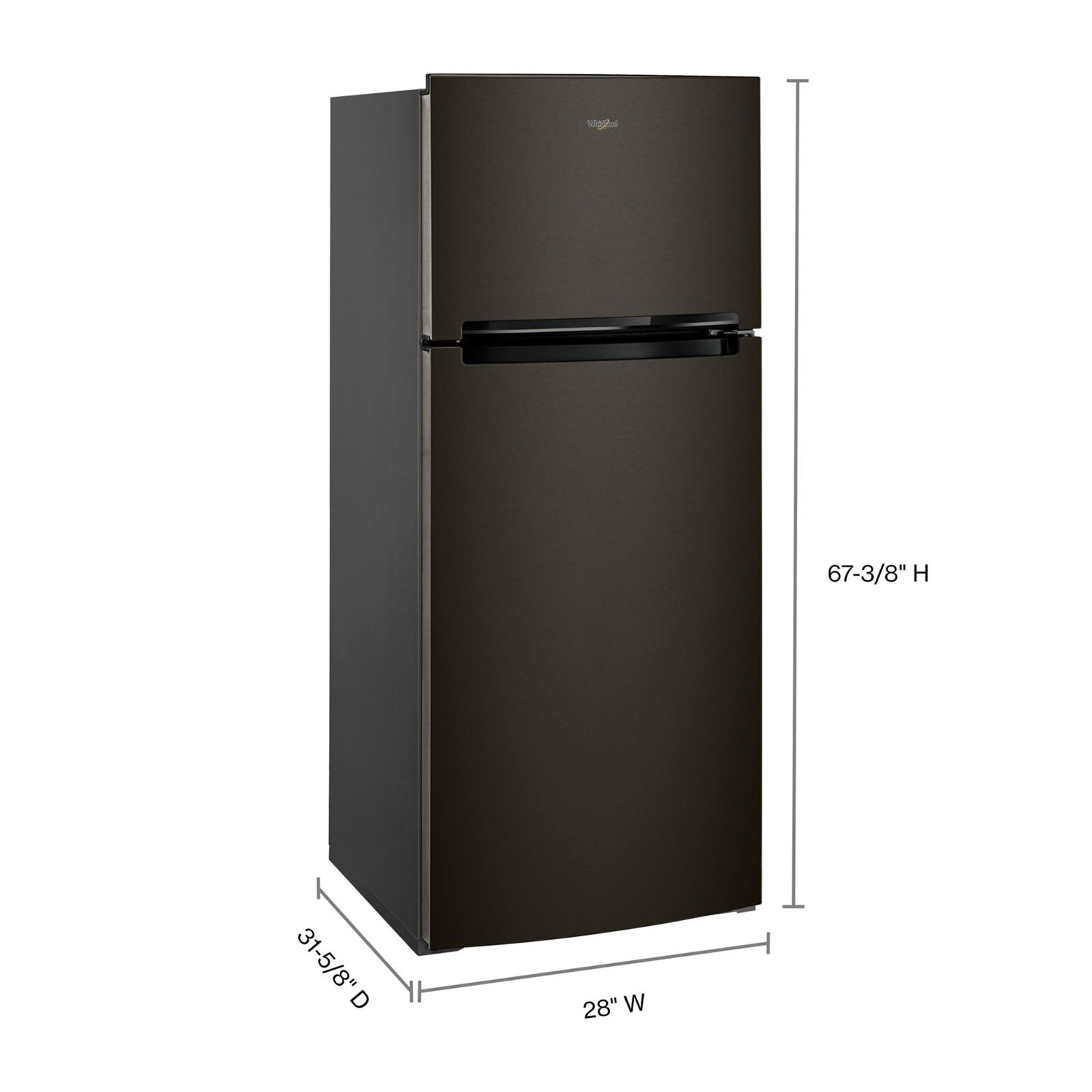 Réfrigérateur congélateur supérieur 17,6 pi³ 28 po Whirlpool éclairage DEL - Inox noir