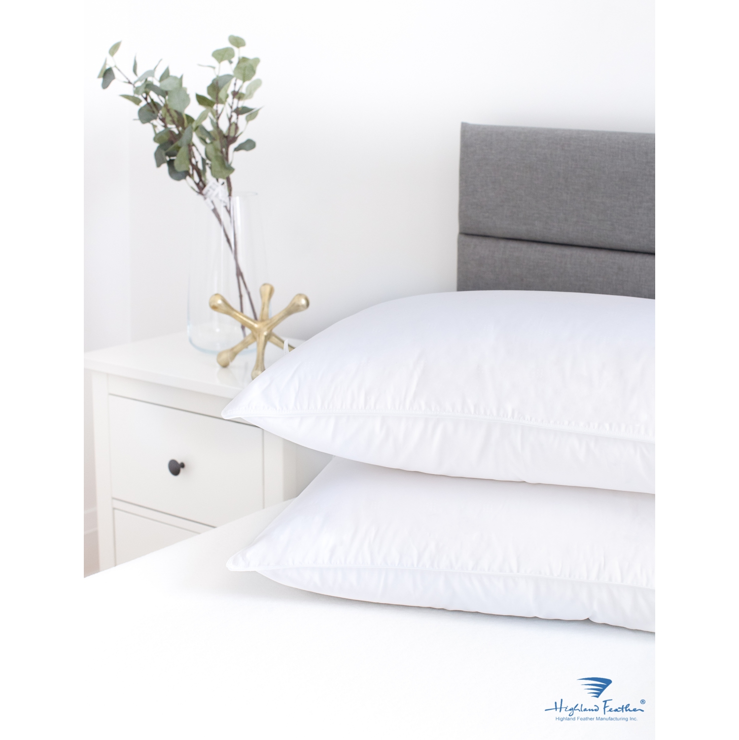 Highland Feather pouvoir gonflant 700 rembourrage en couette de oreiller blanc pur coton 500 fils Montpellier Soutien doux et confortable, moyen,