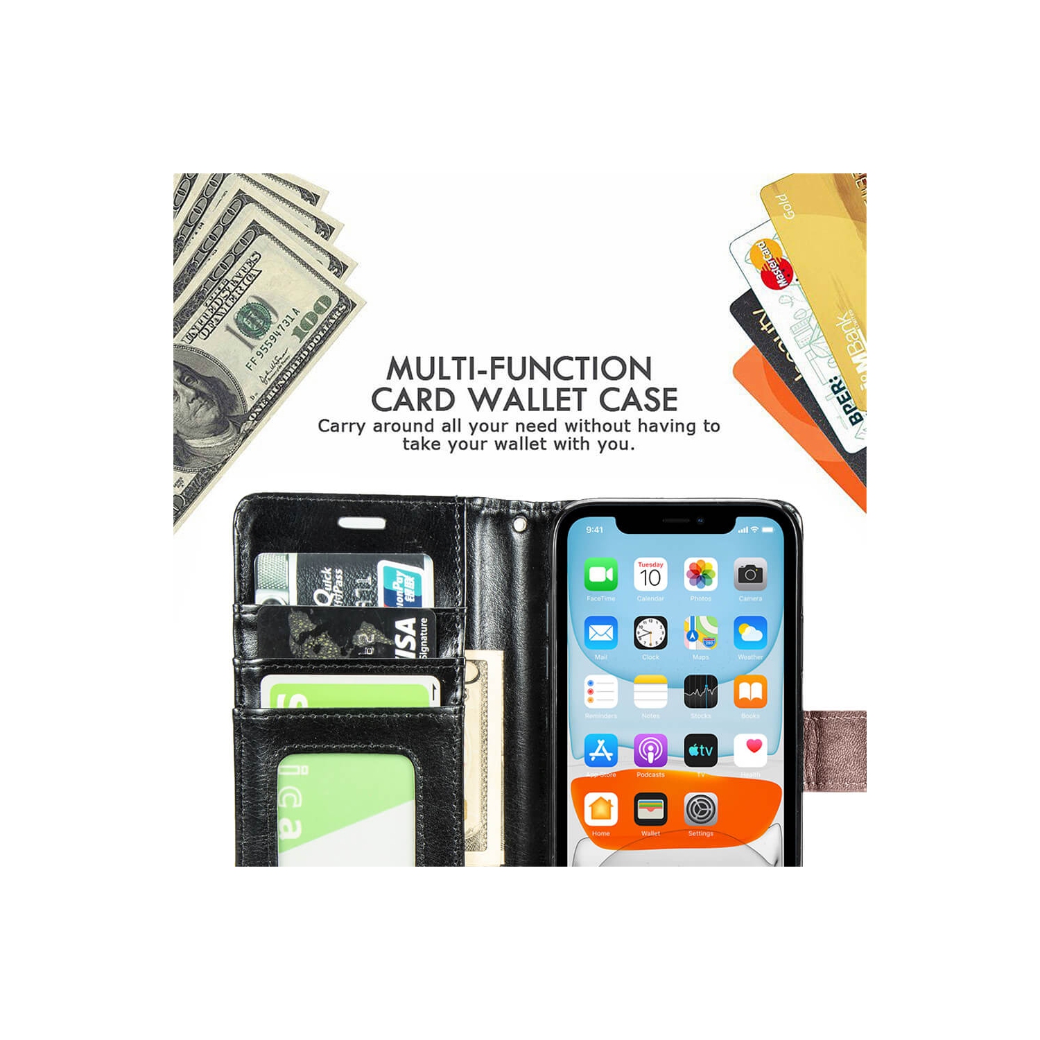 Juvenileway Folio series protection flip case for Apple iPhone 11 Pro 2019 - Black