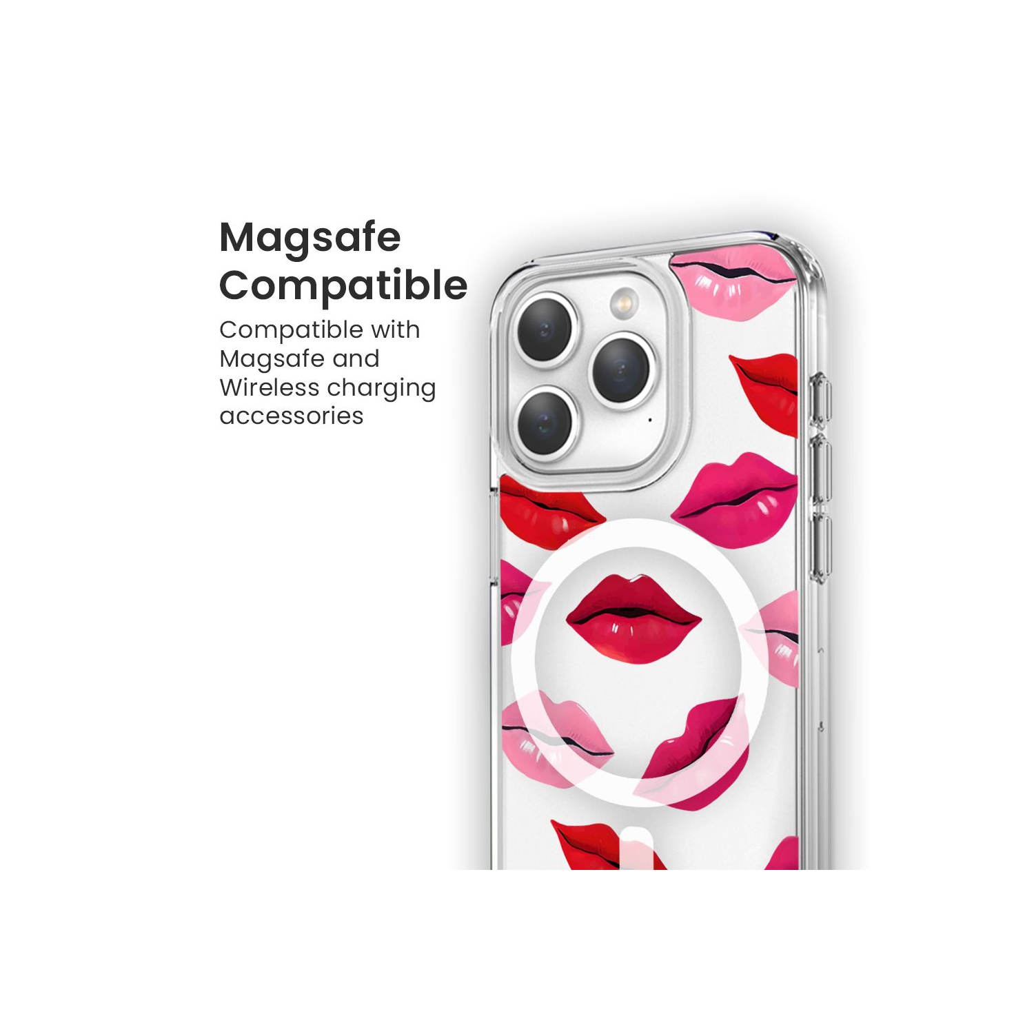 MagSafe iPhone 15 Pro Max Lips Design Clear Case