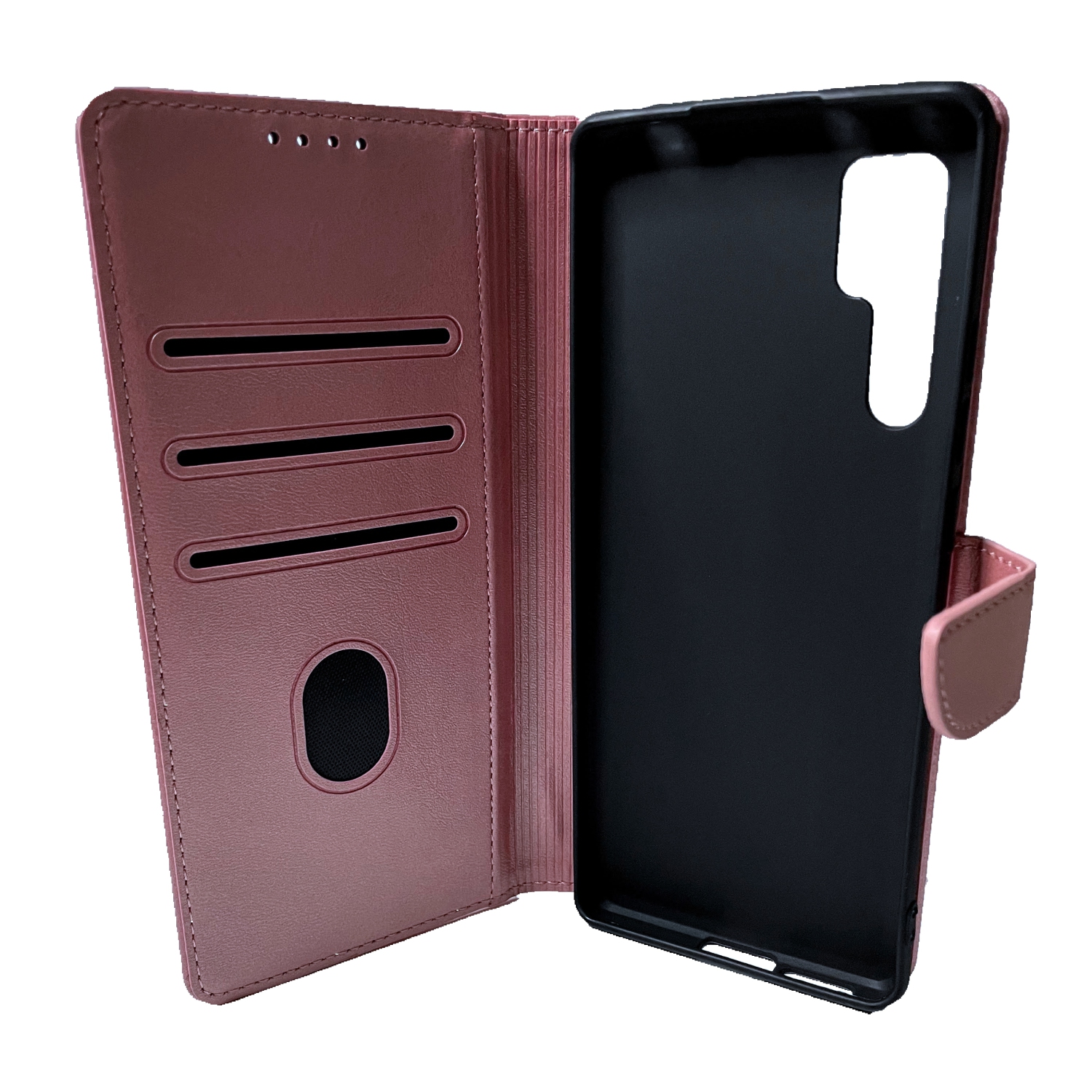 TopSave Leather Folio Flip Wallet w/Magnetic Clip Card Slot Holder Case For TCL 20 Pro, Rose Gold