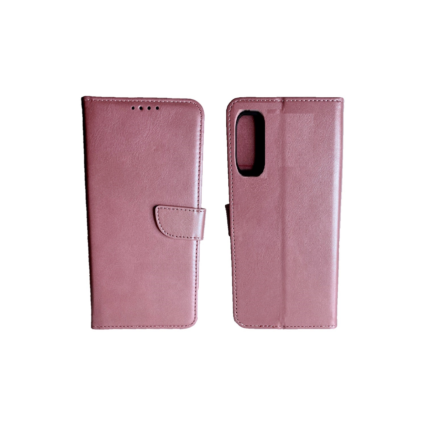 TopSave Leather Folio Flip Wallet w/Magnetic Clip Card Slot Holder Case For TCL 20S, Rose Gold