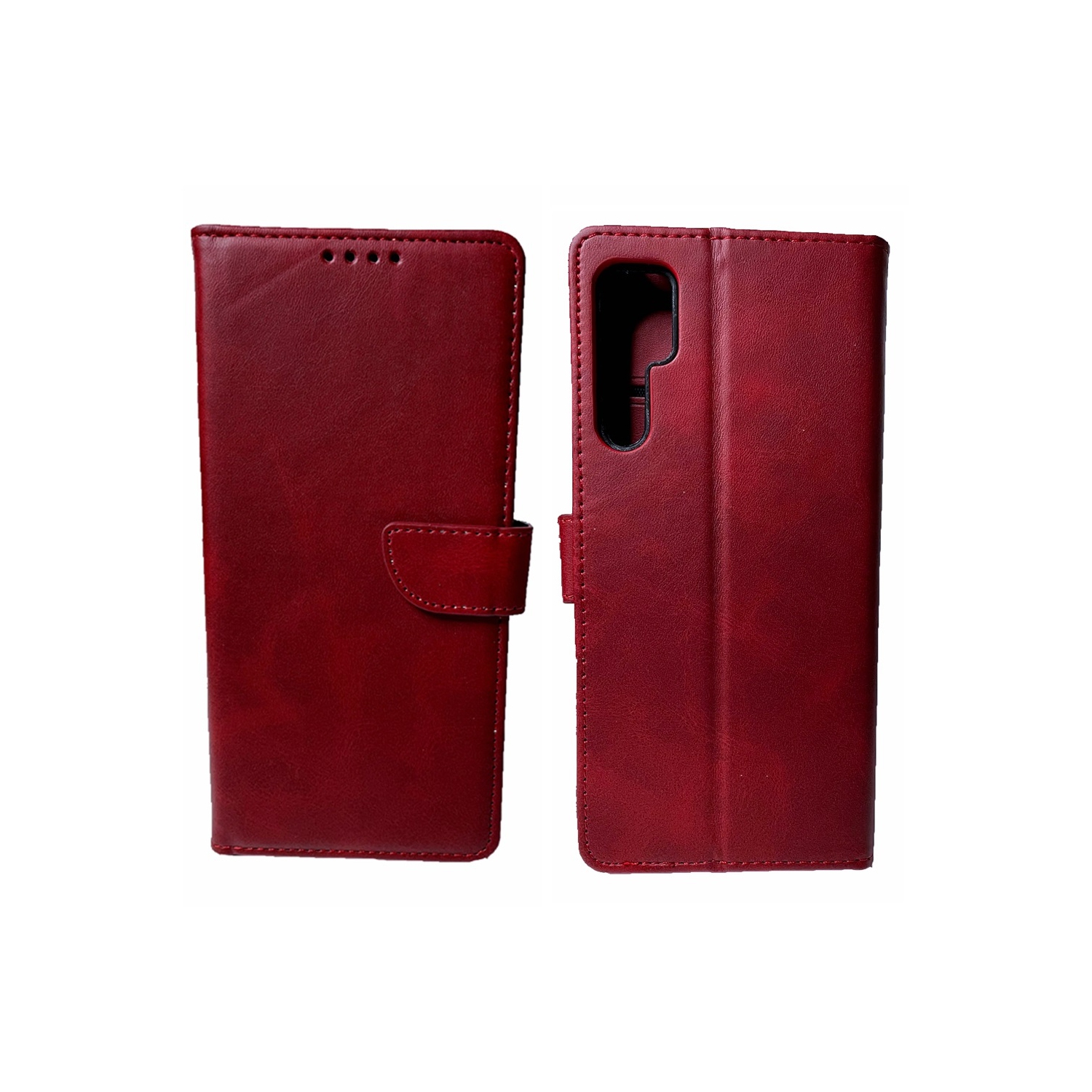 TopSave Leather Folio Flip Wallet w/Magnetic Clip Card Slot Holder Case For TCL 20 Pro, Burgundy