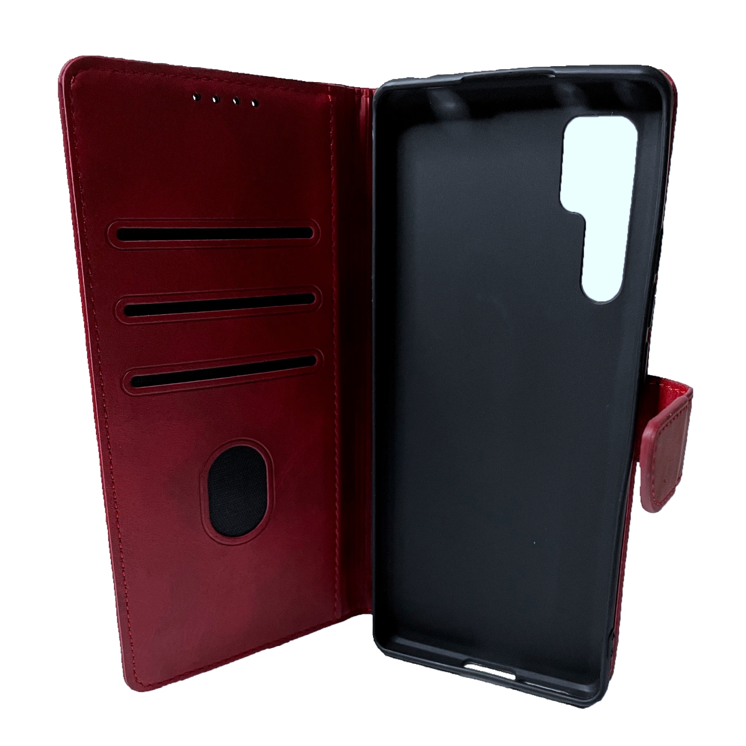 TopSave Leather Folio Flip Wallet w/Magnetic Clip Card Slot Holder Case For TCL 20 Pro, Burgundy