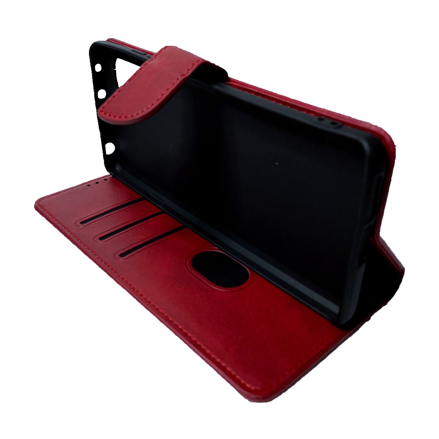 TopSave Leather Folio Flip Wallet w/Magnetic Clip Card Slot Holder Case For TCL 20 Pro, Burgundy