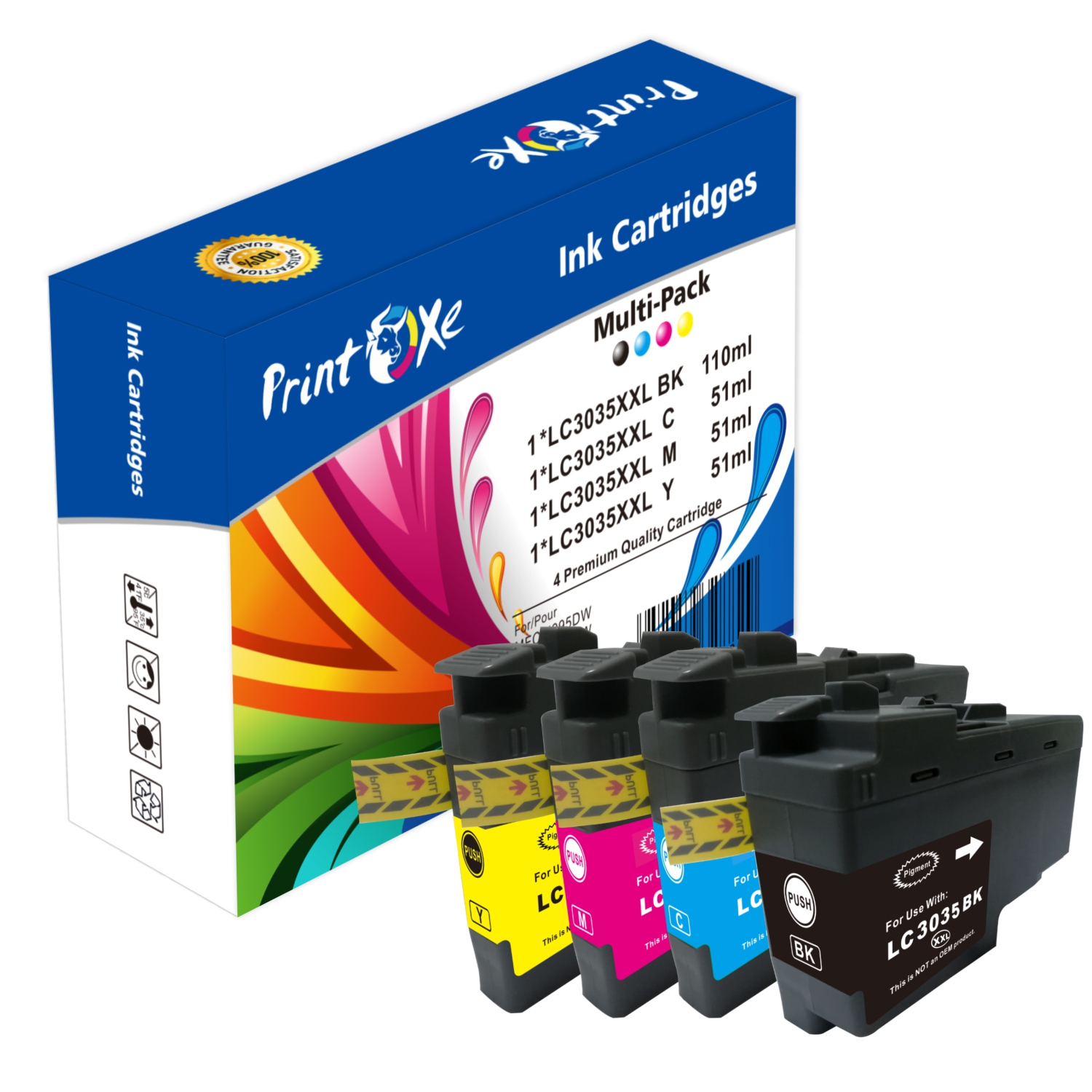 PRINTOXE® LC3035 XXL Compatible Set of 4 Ink Cartridges High Yield for Brother MFC J995DW / J815DW / J805DW / J805XLDW