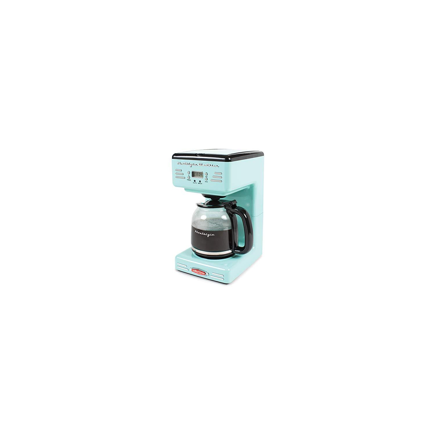 Nostalgia RCOF120AQ Retro 12-Cup Programmable Coffee Maker â€“ Aqua Blue