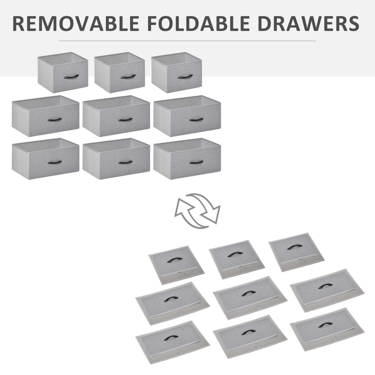 HOMCOM – Commode pour chambre à coucher avec 9 tiroirs, commode en tissu à 4 niveaux, grande tour de rangement pour commode avec cadre en acier et