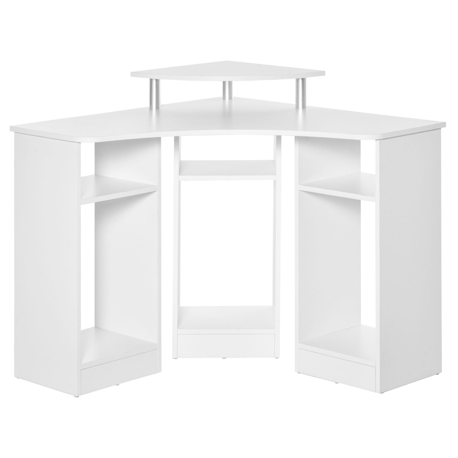 HOMCOM – Bureau d'ordinateur en L de 35&nbsp;po avec support pour moniteur et tablettes ouvertes, bureau d'angle pour bureau à domicile, blanc