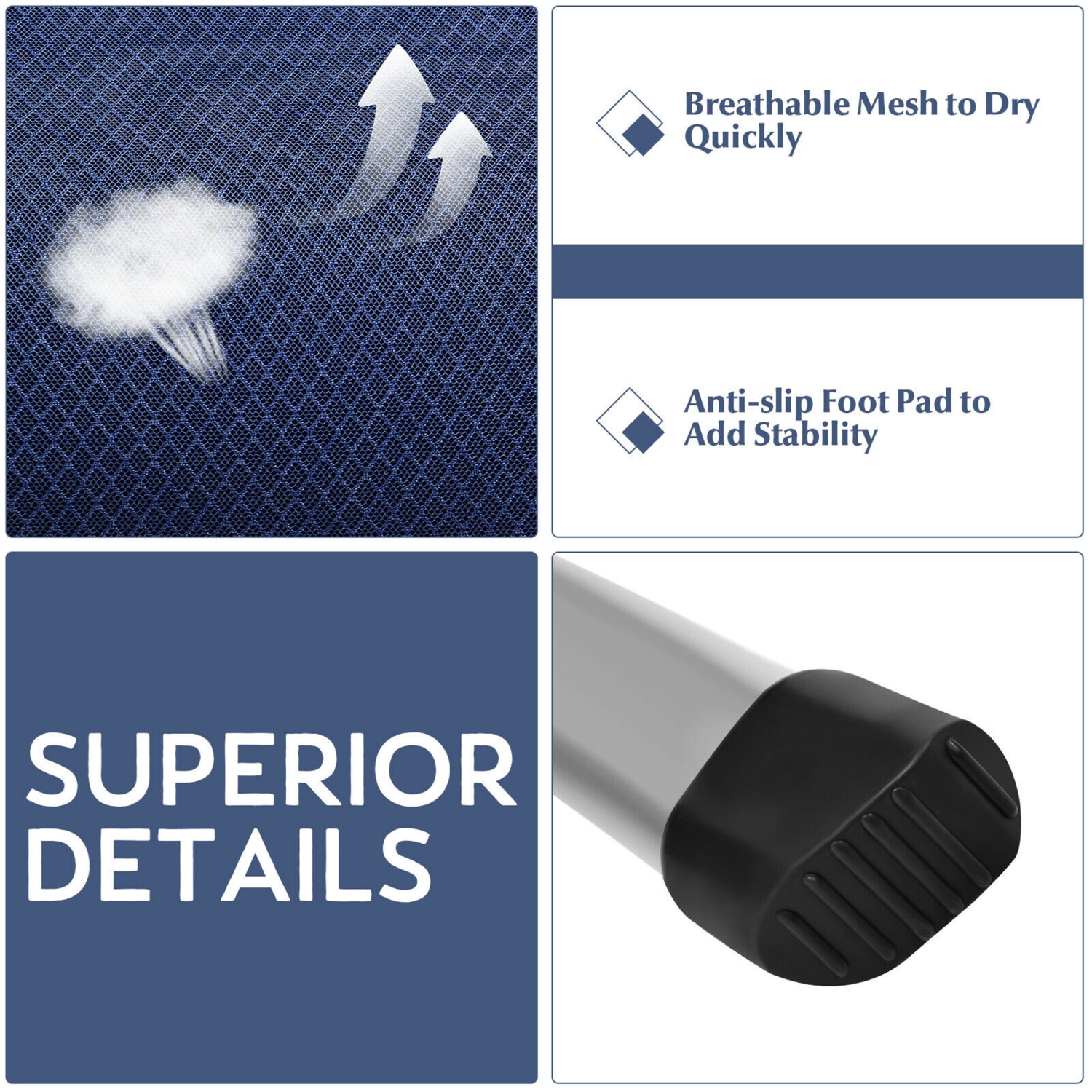 Gymax 4PCS Patio Dining Chair Aluminum Camping Adjust Portable Headrest Navy