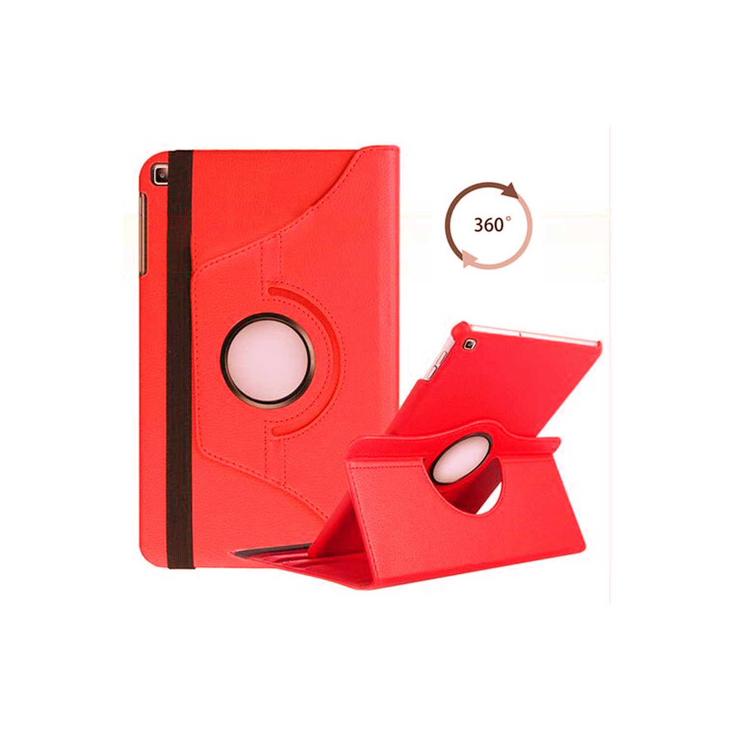 【CSmart】 360 Rotating PU Leather Stand Tablet Case Smart Cover for Samsung Tab A7 Lite 8.7", T220 / T225, Red