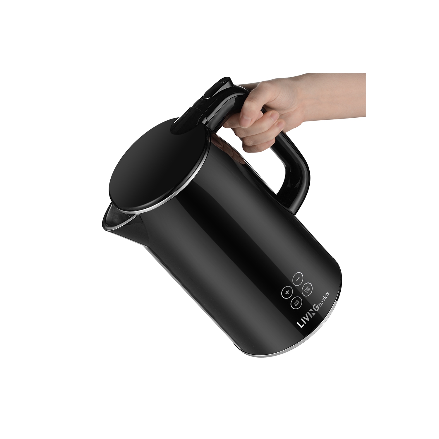 LIVINGbasics 1.7L Smart Temp Electric 1500W Digital Kettle - Cool Touch Double-layer Stainless Steel - Black