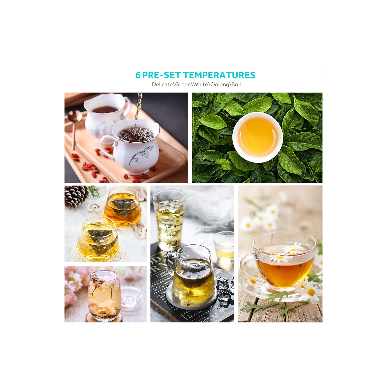 LIVINGbasics 1.7L Smart Temp Electric 1500W Digital Kettle - Cool Touch Double-layer Stainless Steel - Black