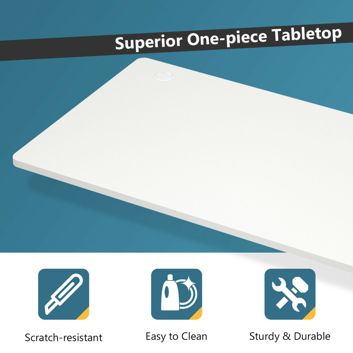 Gymax 48'' x 30'' Universal Tabletop for Standard & Standing Desk Frame White