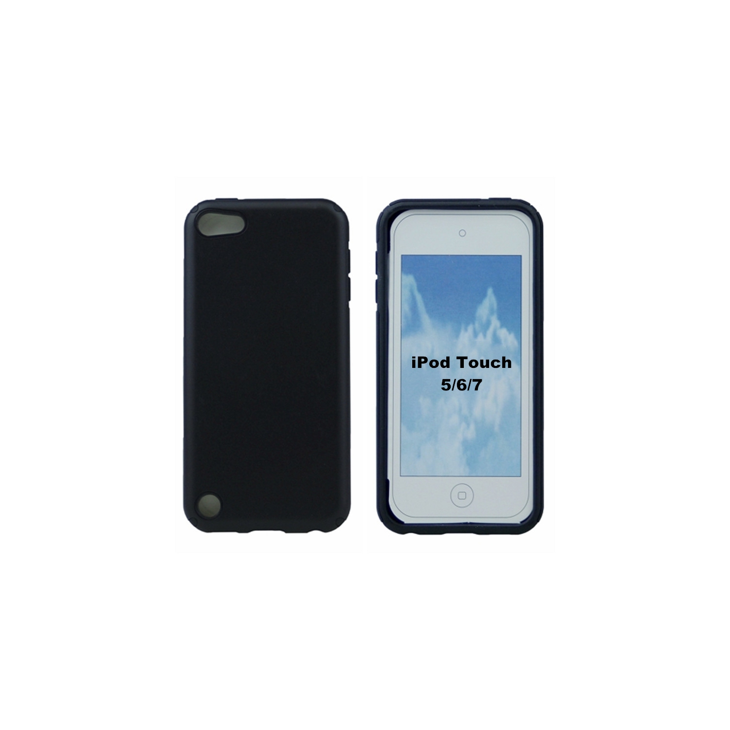 【CSmart】 Etui Coque arrière en caoutchouc de gel de silicone liquide souple Silm pour iPod Touch 5/6/7, noir