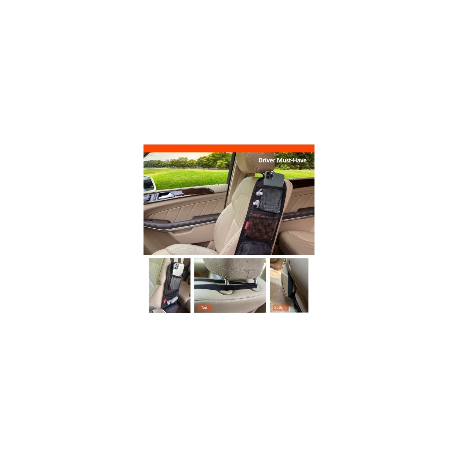 ISTAR Car Seat Side Organizer Waterproof Car Chair Side Hanging Storage Bag for Cars Trucks