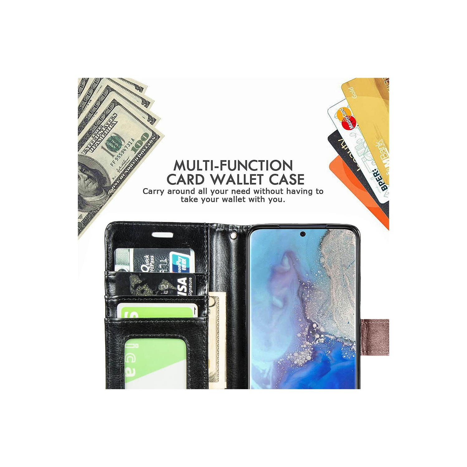 Juvenileway Folio series protection flip case for Samsung Galaxy S10 - Light Blue