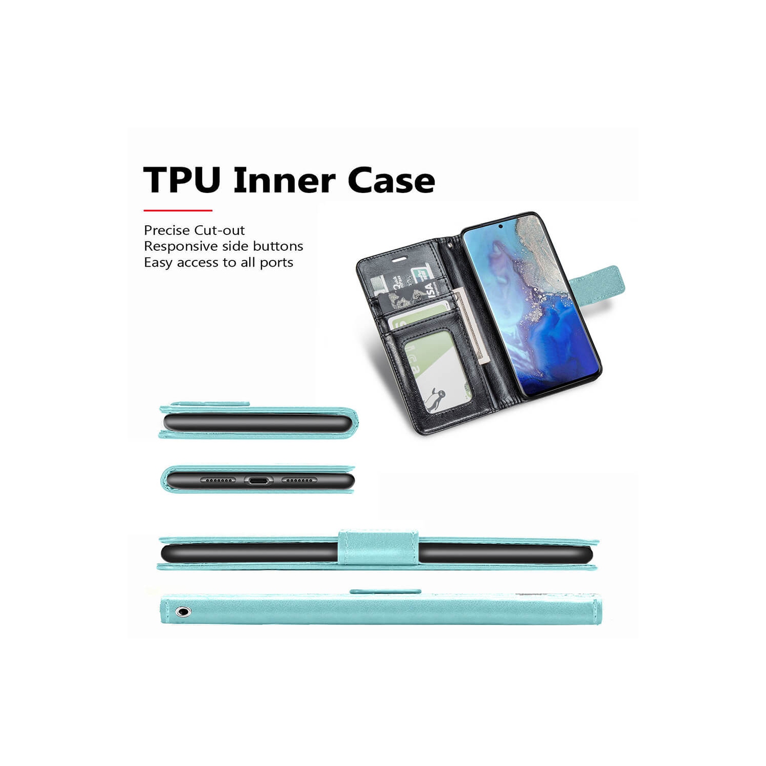 Juvenileway Folio series protection flip case for Samsung Galaxy S10 - Light Blue