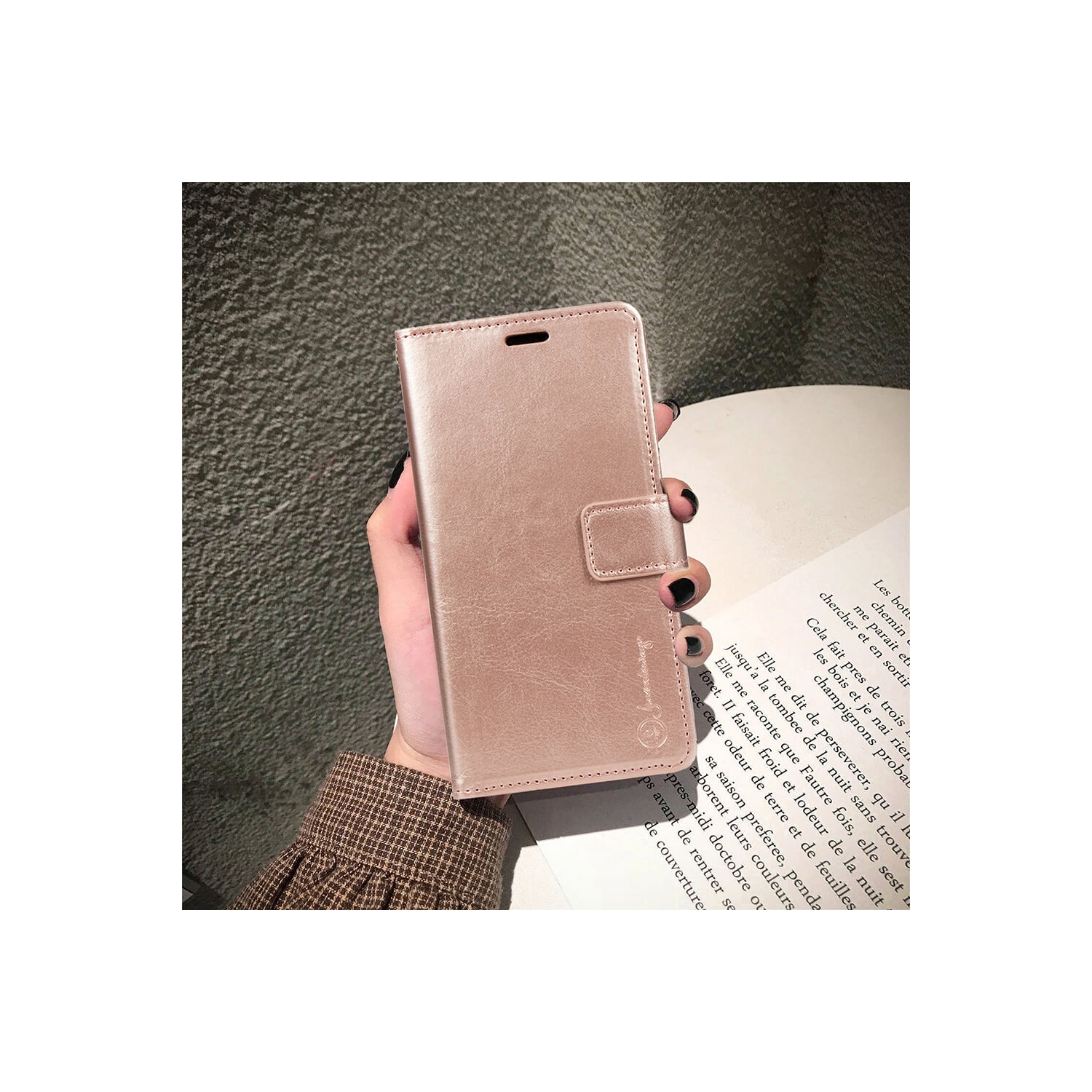 Juvenileway Folio series protection flip case for Samsung Galaxy A71 - Rose Gold