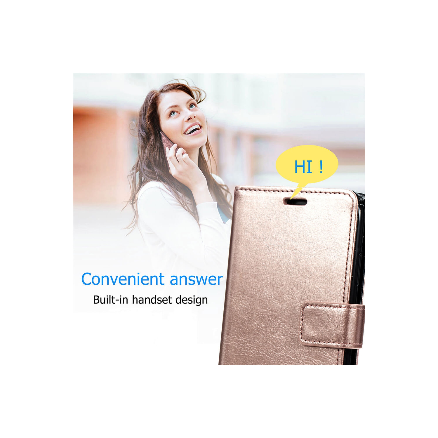 Juvenileway Folio series protection flip case for Samsung Galaxy A71 - Rose Gold