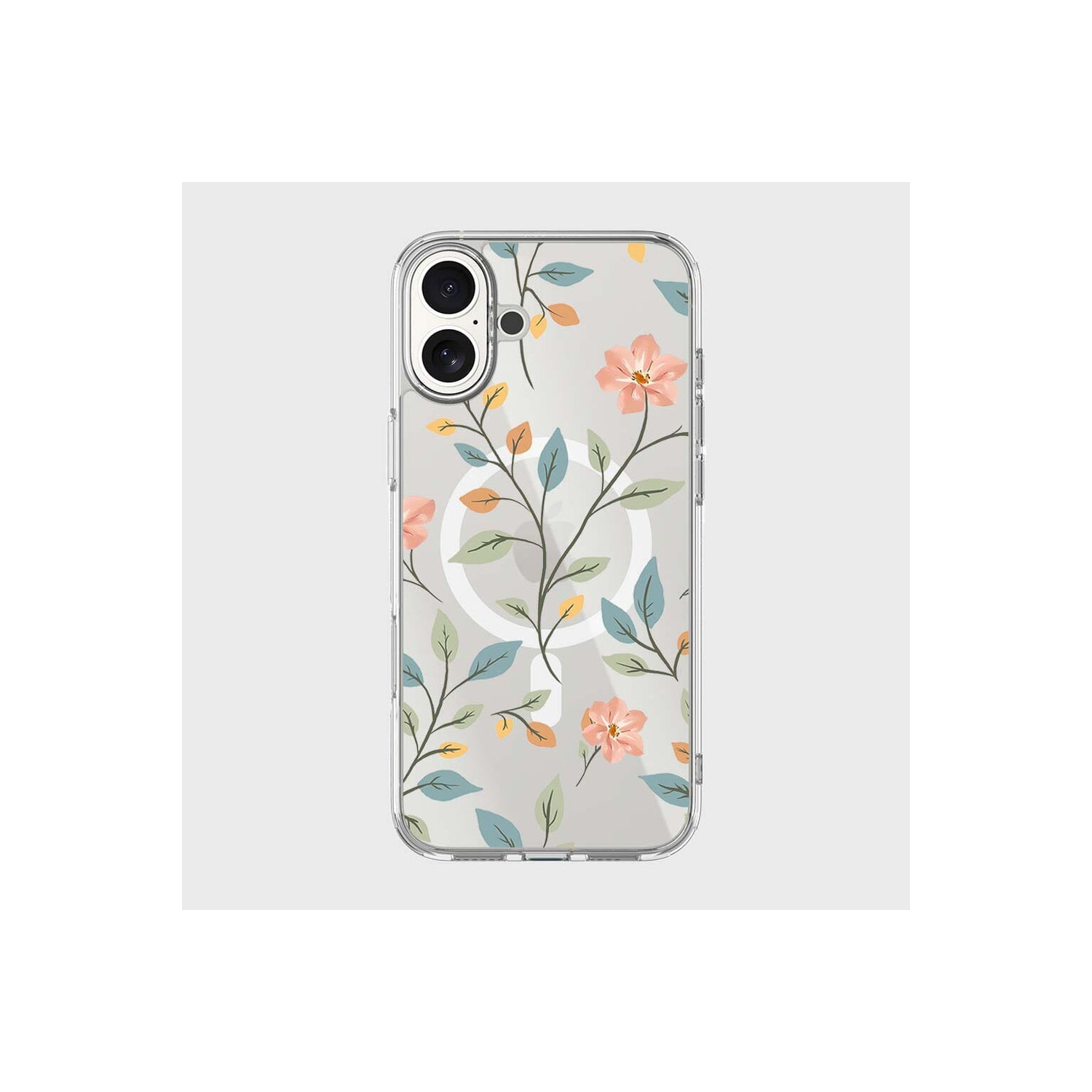 Étui transparent floral de Pâques avec MagSafe pour iPhone 16
