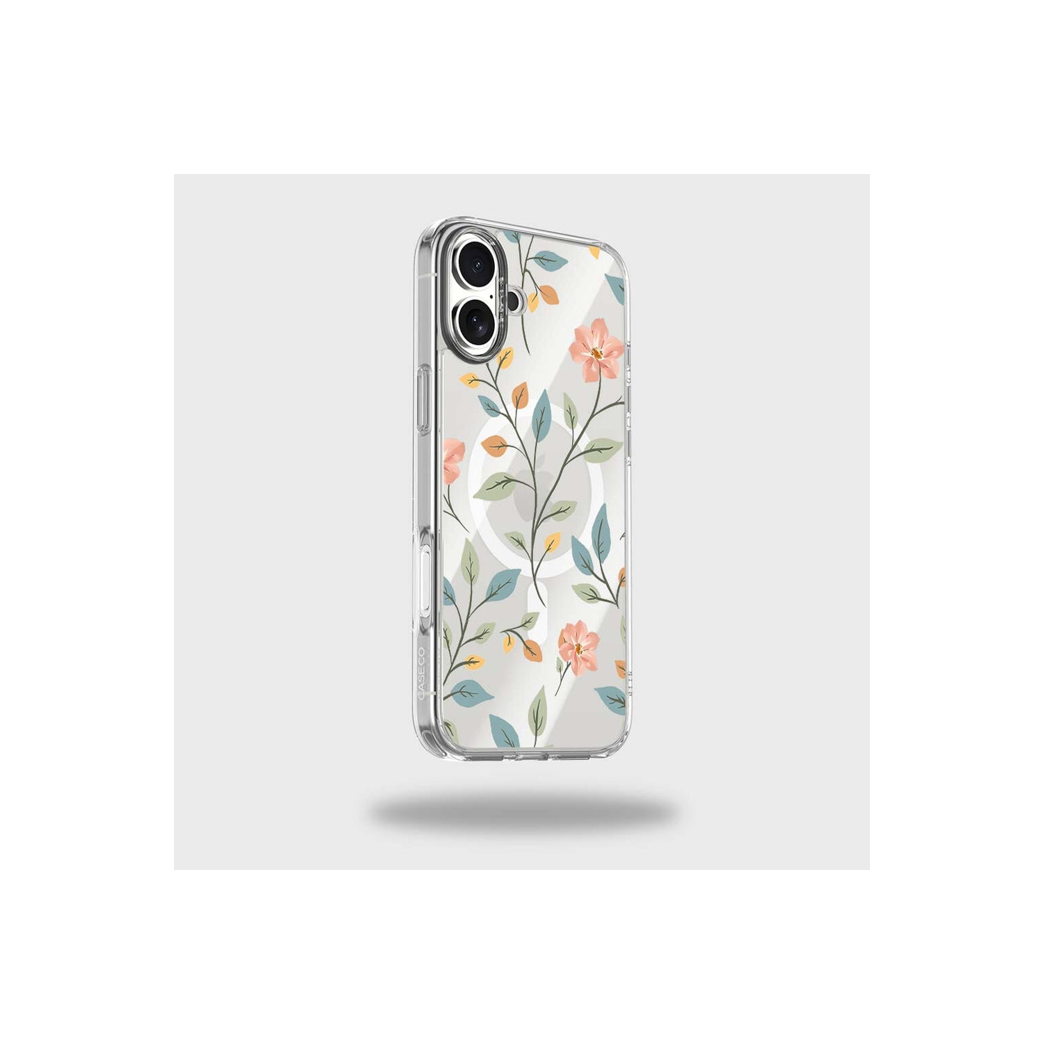 Étui transparent floral de Pâques avec MagSafe pour iPhone 16