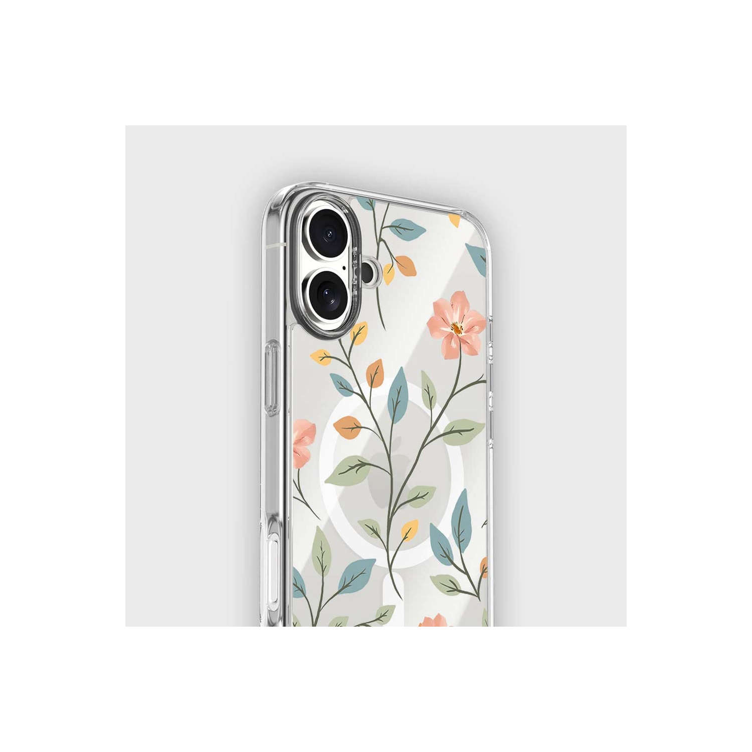 Étui transparent floral de Pâques avec MagSafe pour iPhone 16