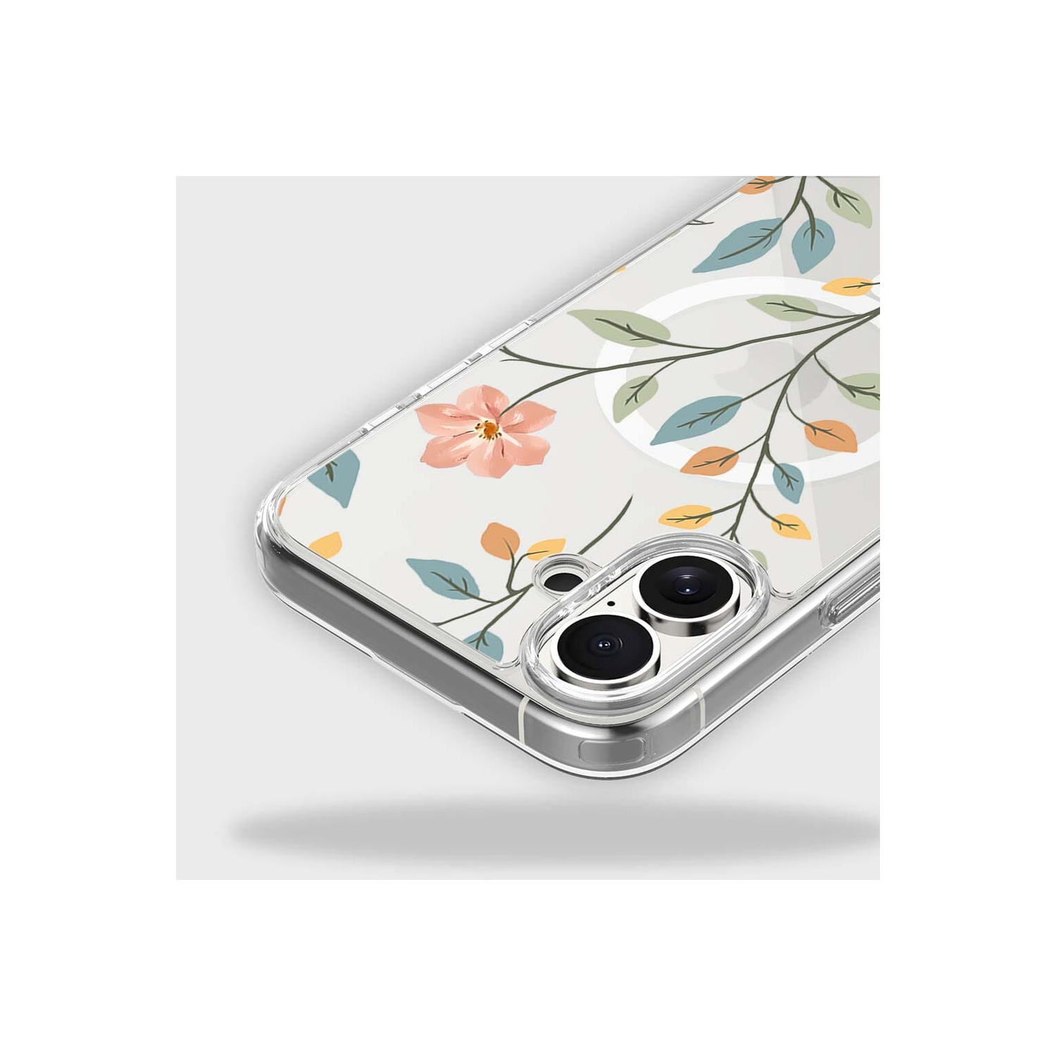 Étui transparent floral de Pâques avec MagSafe pour iPhone 16
