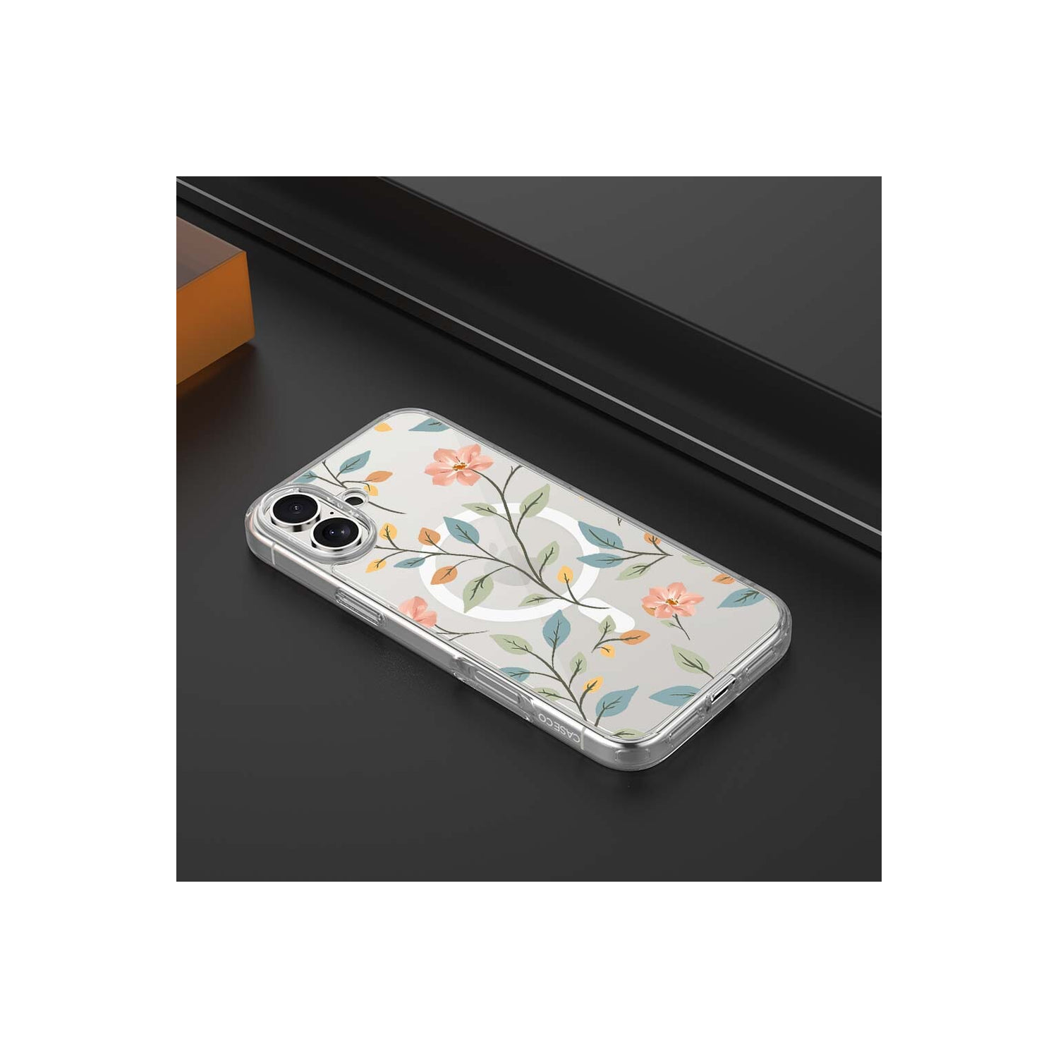 Étui transparent floral de Pâques avec MagSafe pour iPhone 16