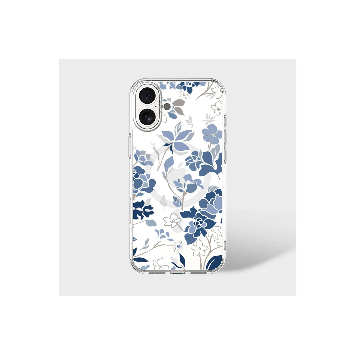MagSafe iPhone 16 Blue Pattern Clear Case