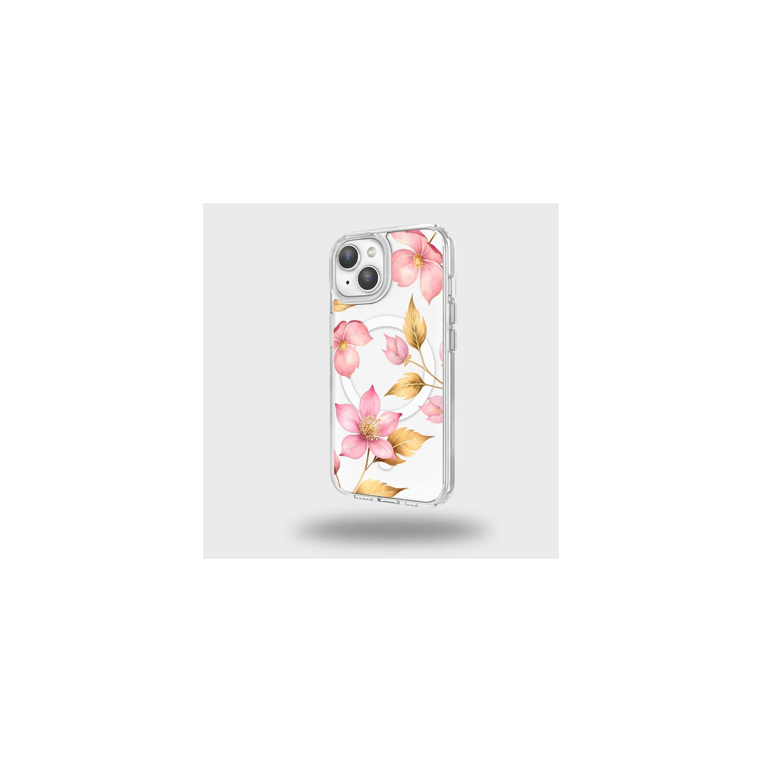iPhone 16e Pink Wildflower Clear Case With MagSafe