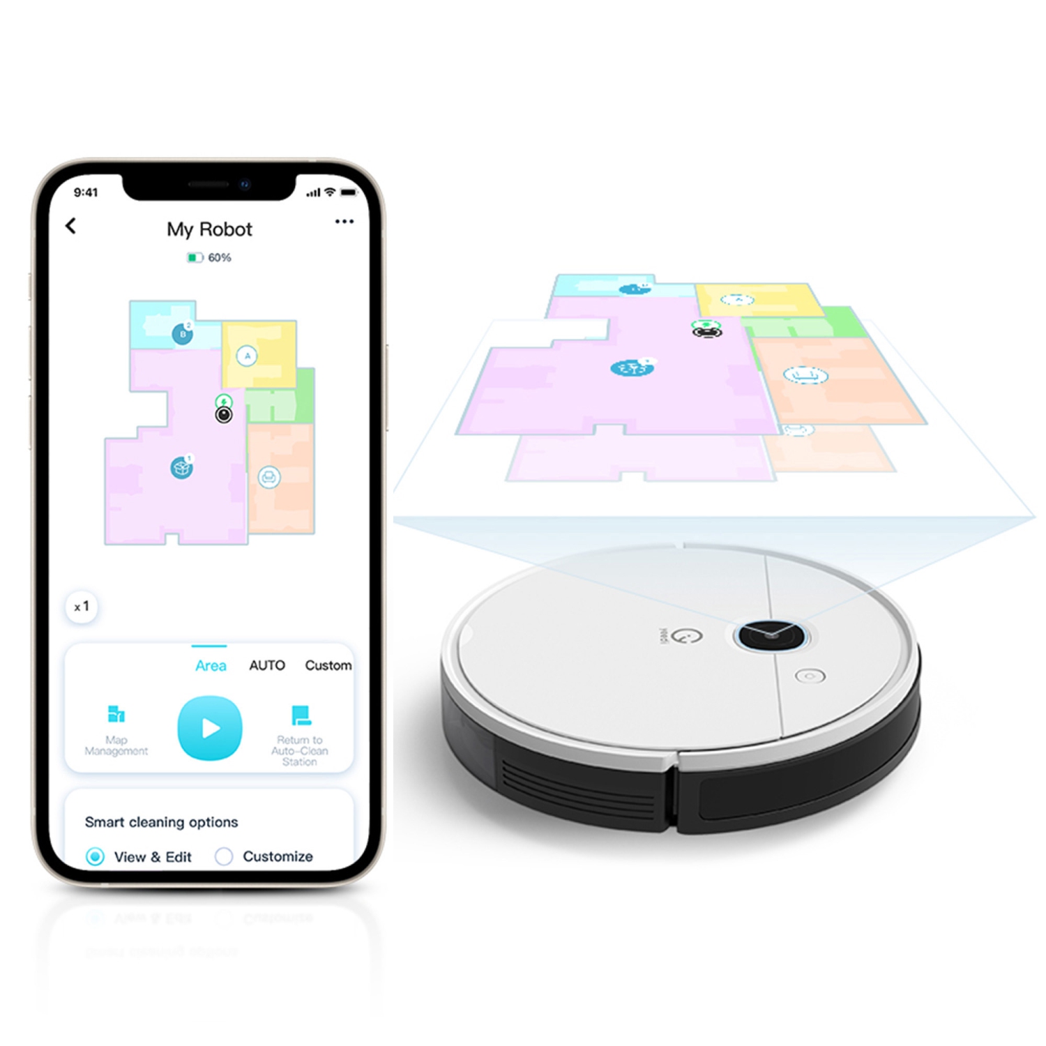 yeedi vac Robot Vacuum, 2500Pa Strong Suction Power, Carpet Detection, Smart Visual Mapping & Navigation, Editable Home Map, Virtual Boundary,