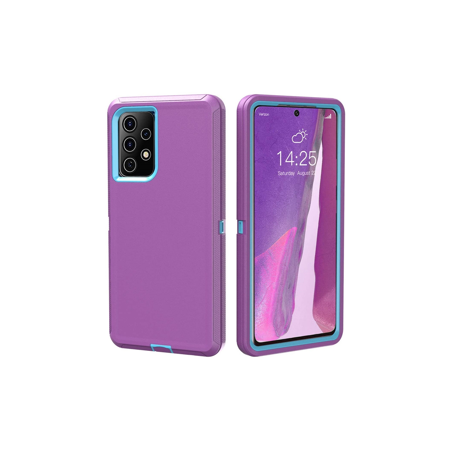 【CSmart】 Anti-Drop Triple 3 Layers Shockproof Heavy Duty Defender Hard Case for Samsung Galaxy A32 5G, Purple