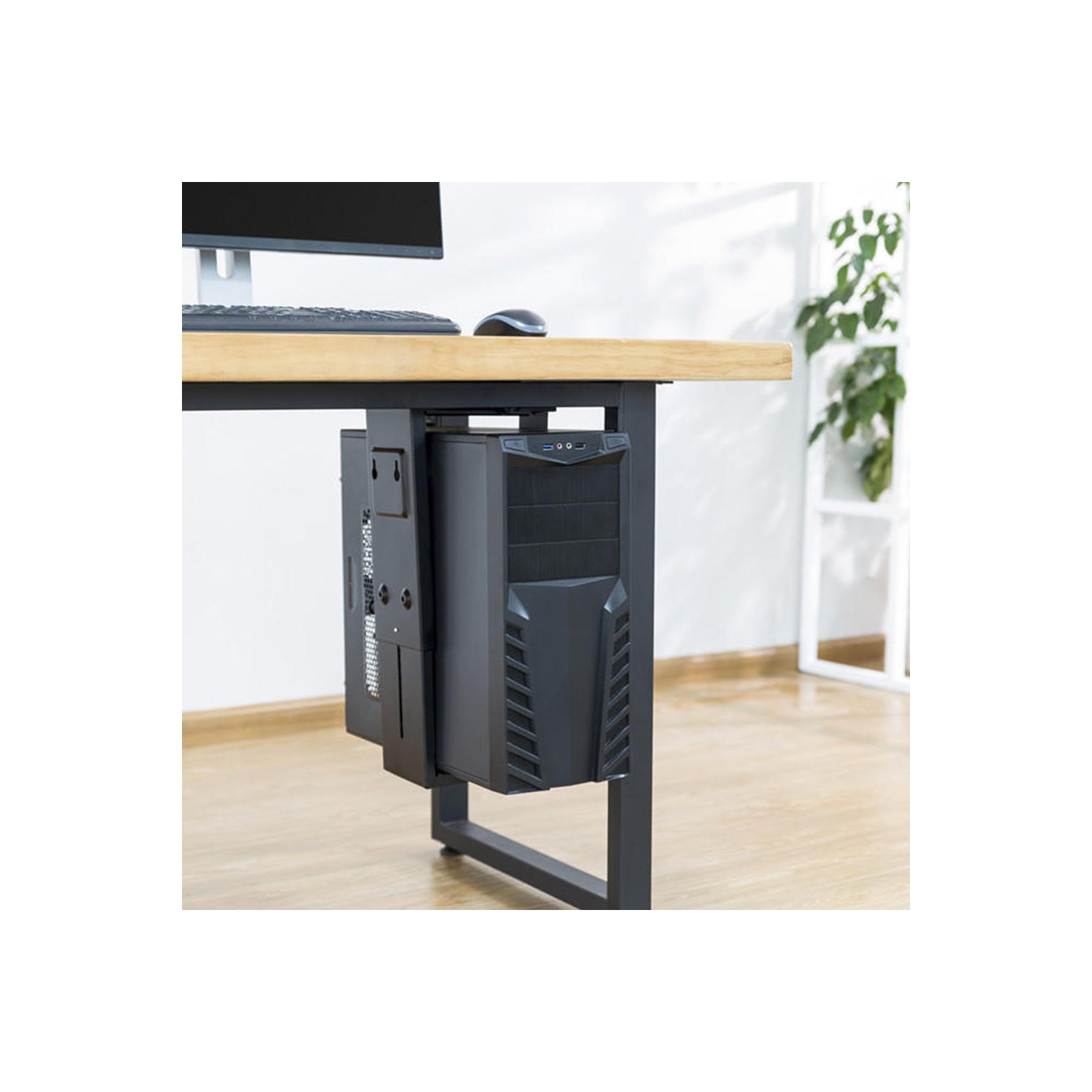 Under Desk Computer PC Case Tower Holder, Wall PC Case Mount Holder with Height and Width Adjustment