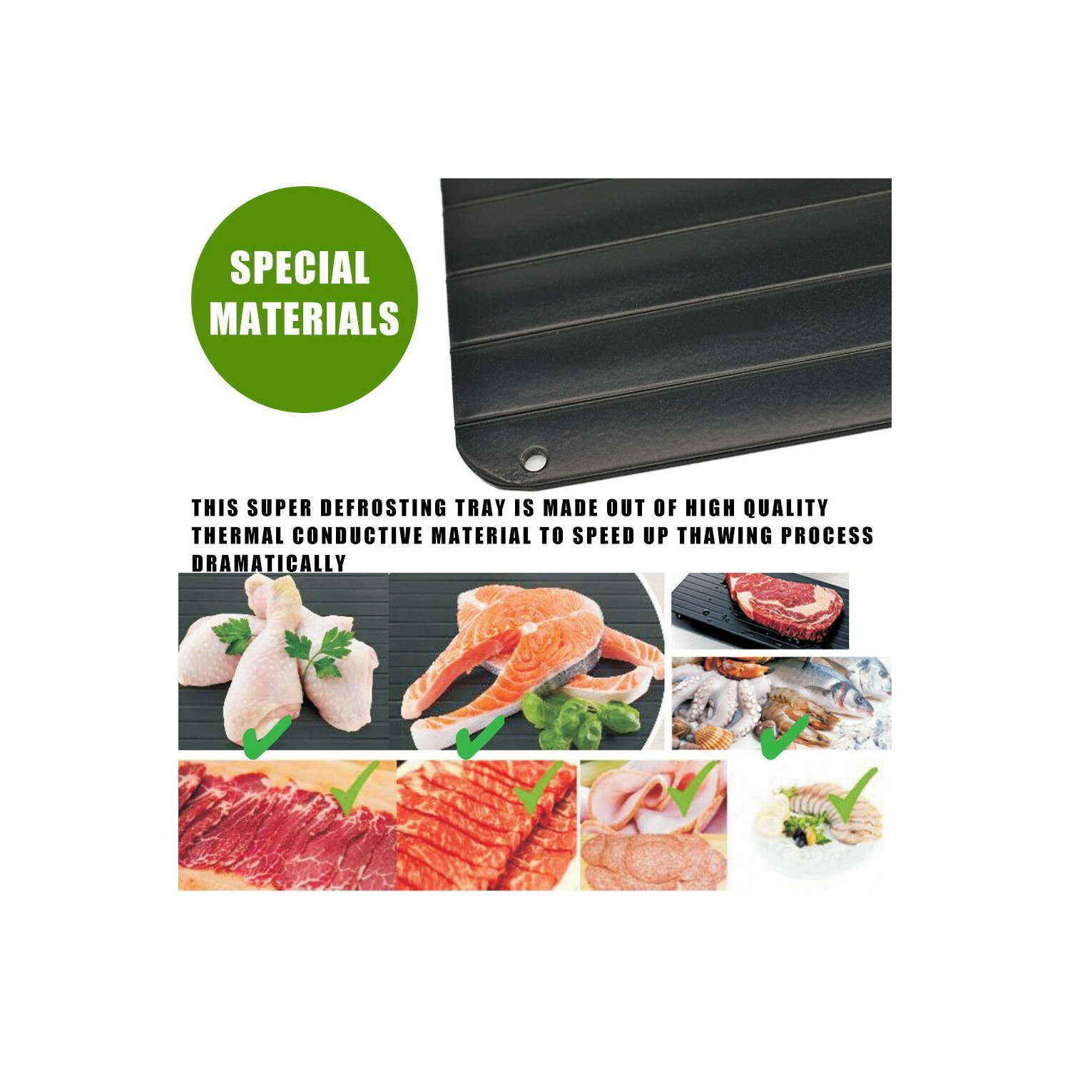 ISTAR – Plateau de décongélation rapide pour la viande surgelée à décongeler naturelle, plaque de décongélation rapide et planche pour la viande et