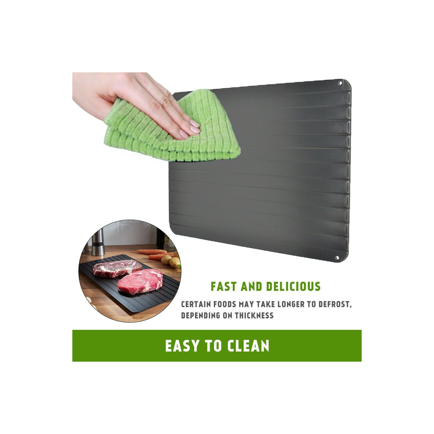 ISTAR – Plateau de décongélation rapide pour la viande surgelée à décongeler naturelle, plaque de décongélation rapide et planche pour la viande et