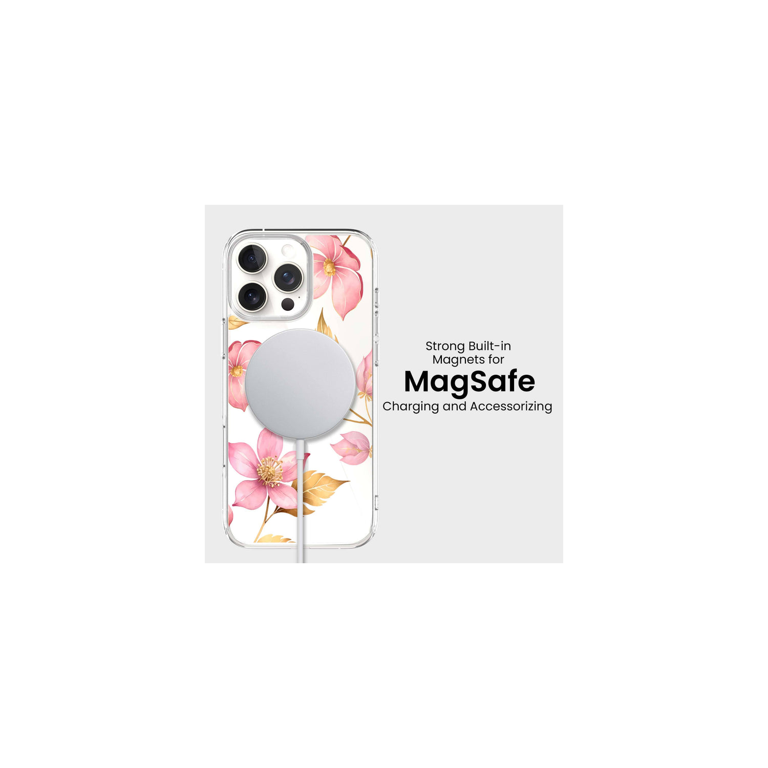 iPhone 12 Mini - MagSafe Head of Flowers by Nicole, White Line Art