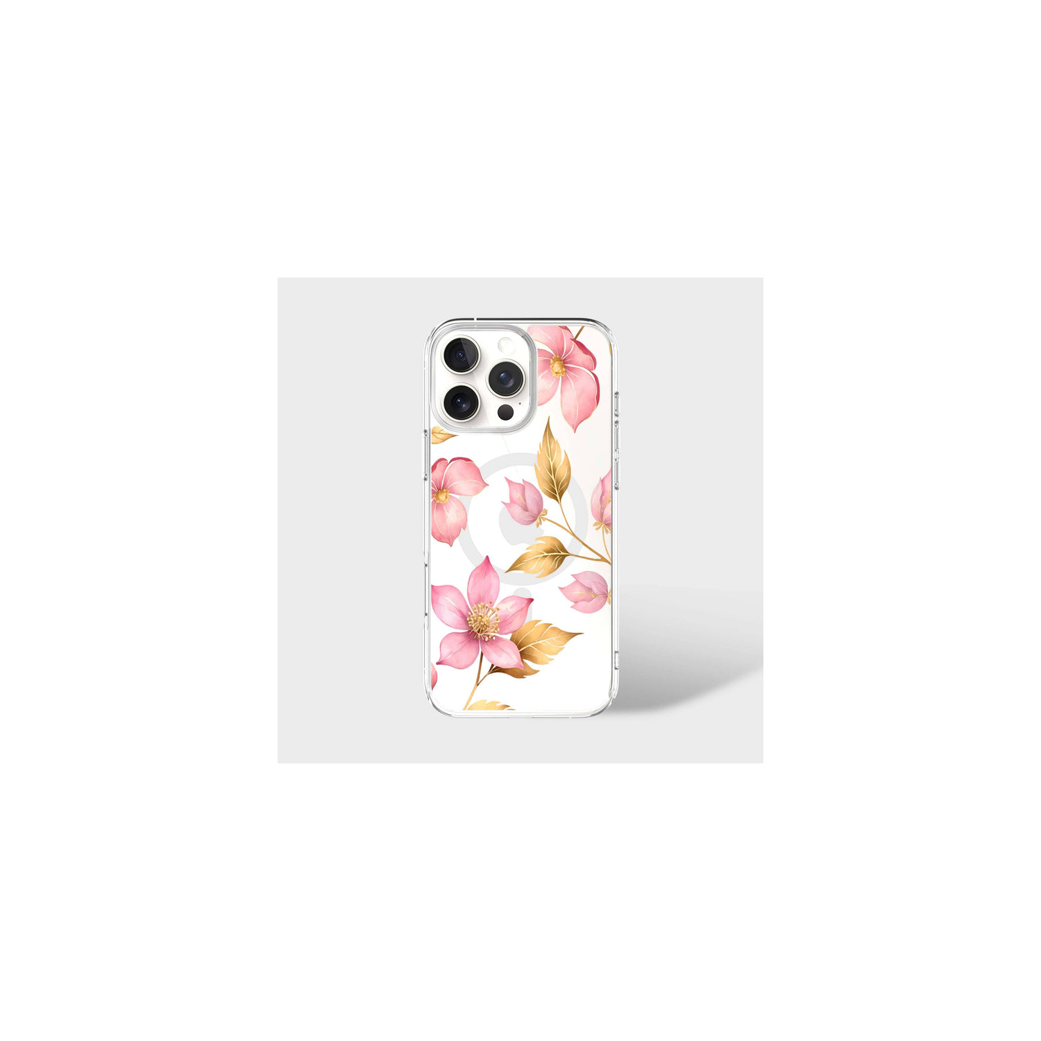 MagSafe iPhone 16 Pro Max Pink Wildflower Clear Case