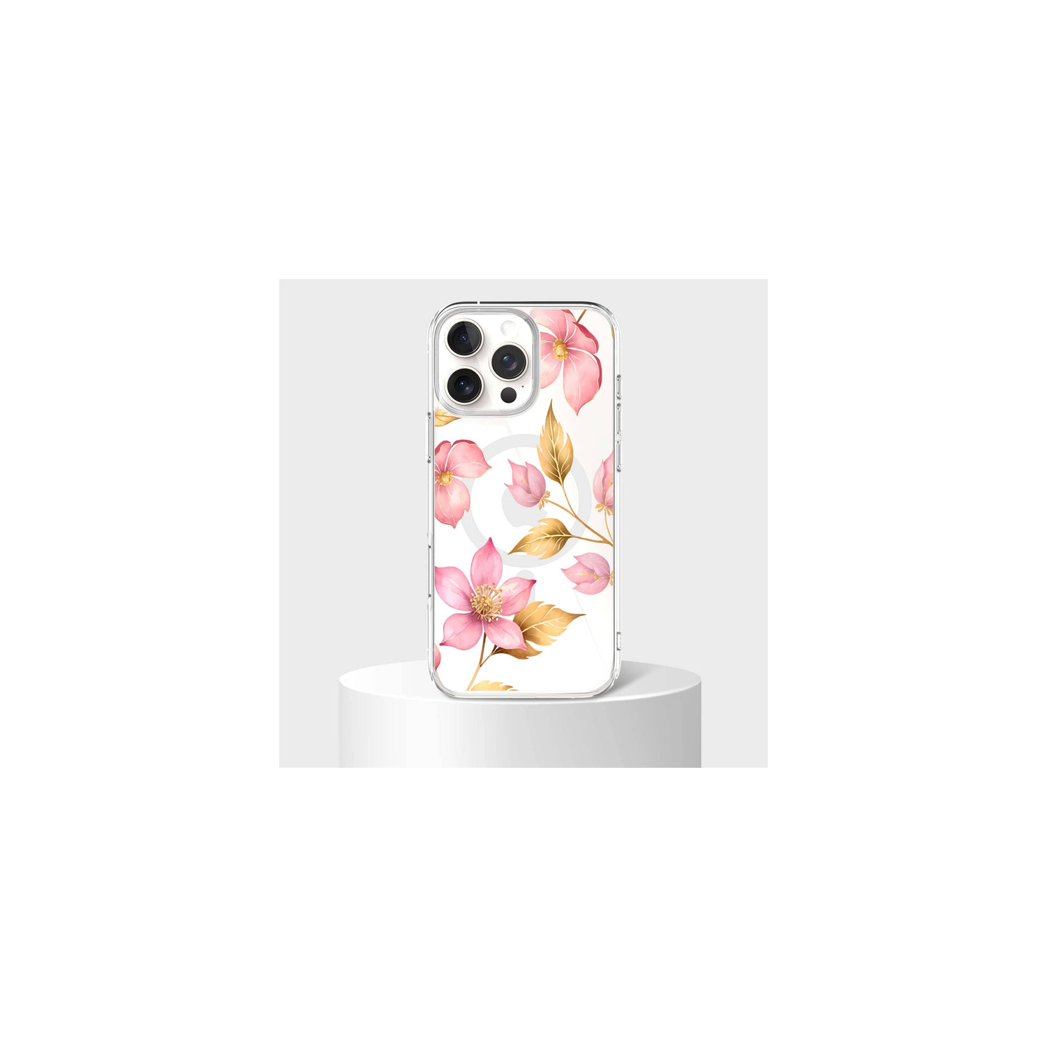 MagSafe iPhone 16 Pro Max Pink Wildflower Clear Case