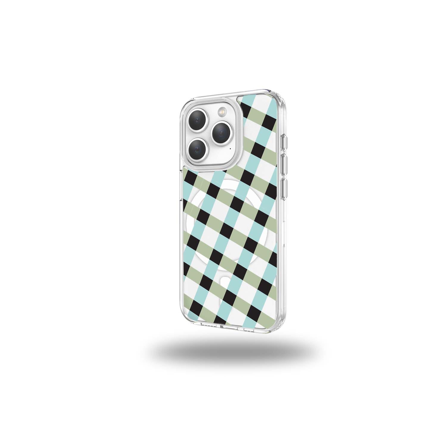 iPhone 15 Pro Max Clear Case - Dark Lattice Design