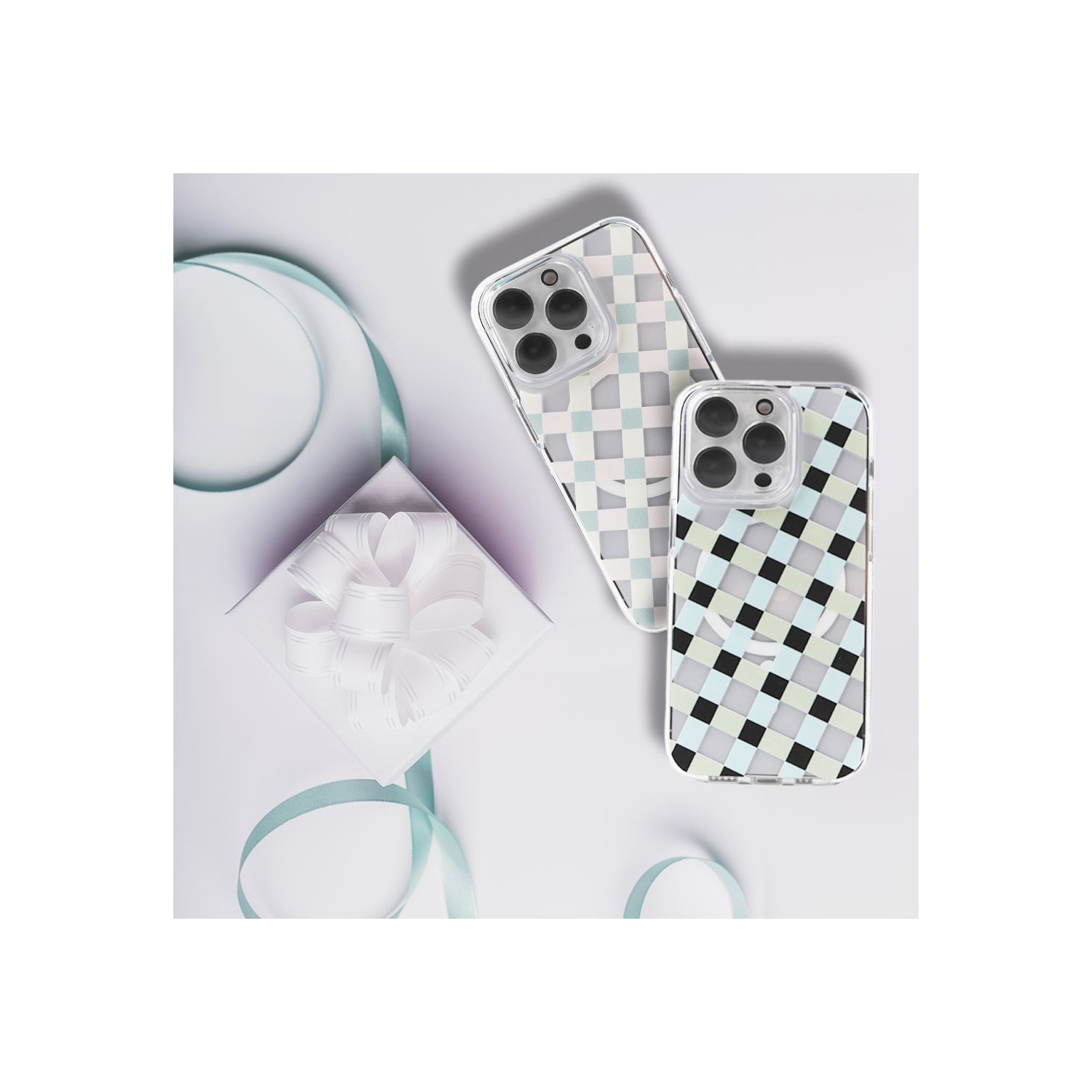 iPhone 15 Pro Max Clear Case - Dark Lattice Design