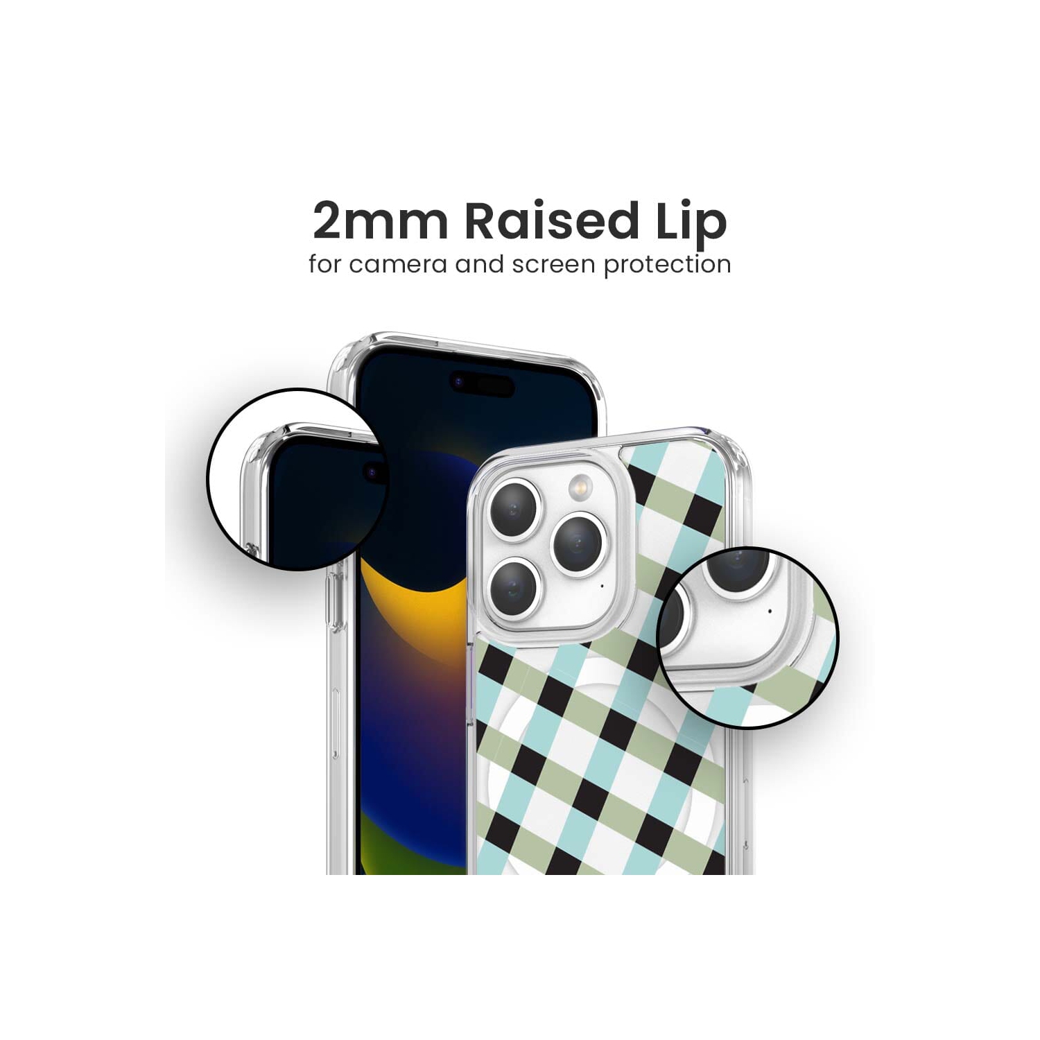 iPhone 15 Pro Max Clear Case - Dark Lattice Design