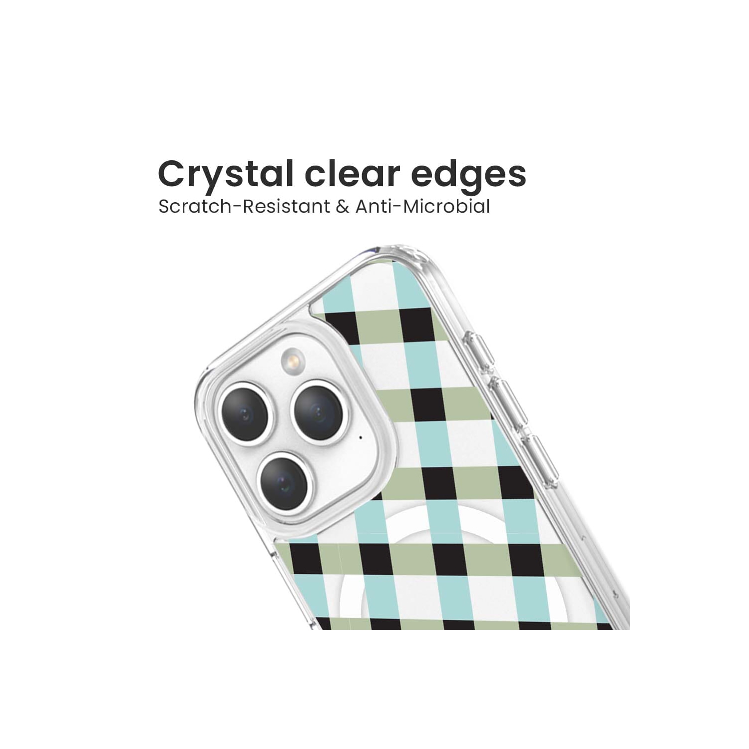 iPhone 15 Pro Max Clear Case - Dark Lattice Design