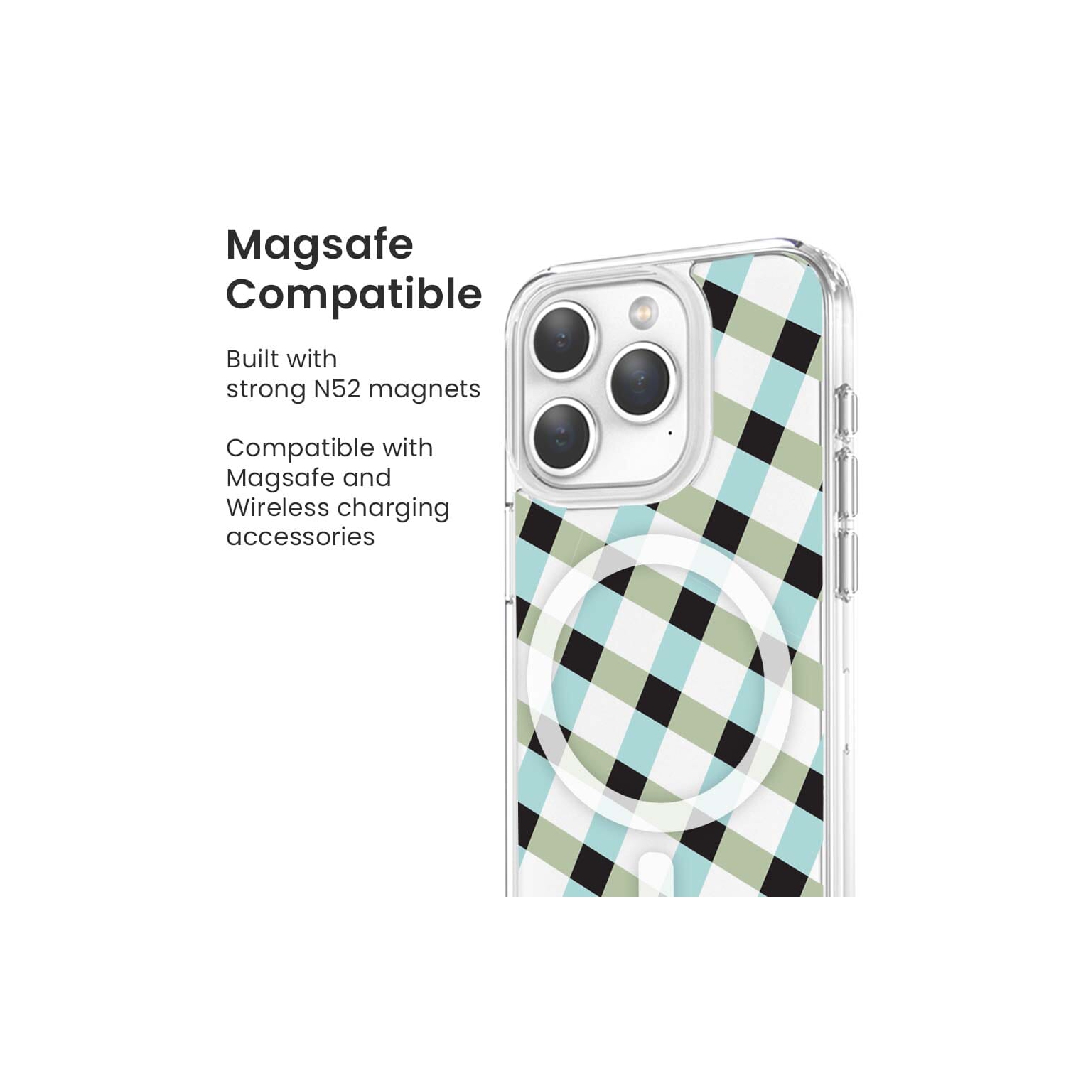 iPhone 15 Pro Max Clear Case - Dark Lattice Design